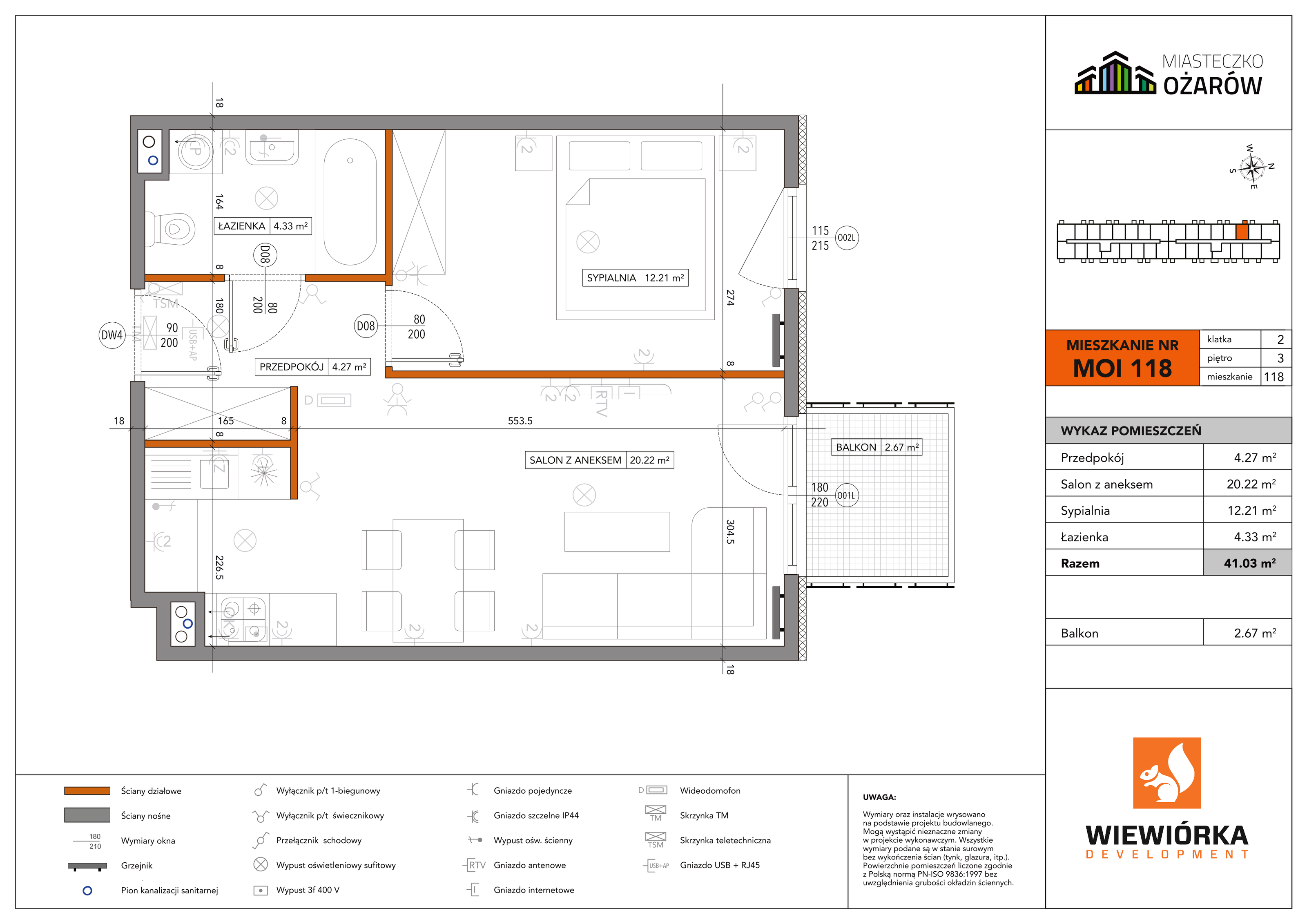 Mieszkanie 41,03 m², piętro 3, oferta nr MOI118, Miasteczko Ożarów, Ożarów Mazowiecki, ul. Kapucka-idx