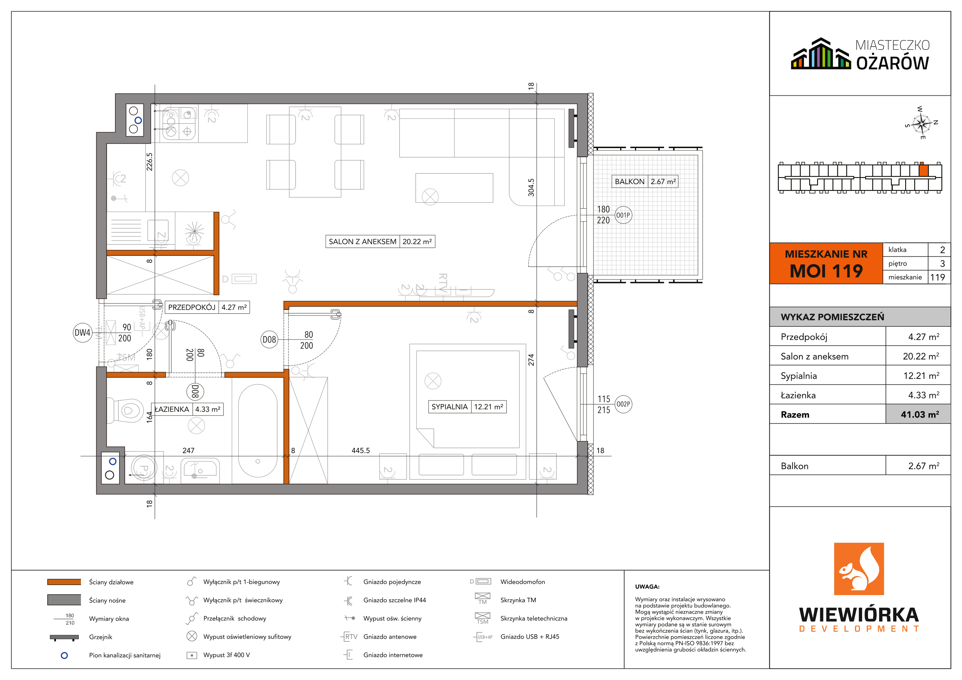 Mieszkanie 41,03 m², piętro 3, oferta nr MOI119, Miasteczko Ożarów, Ożarów Mazowiecki, ul. Kapucka-idx