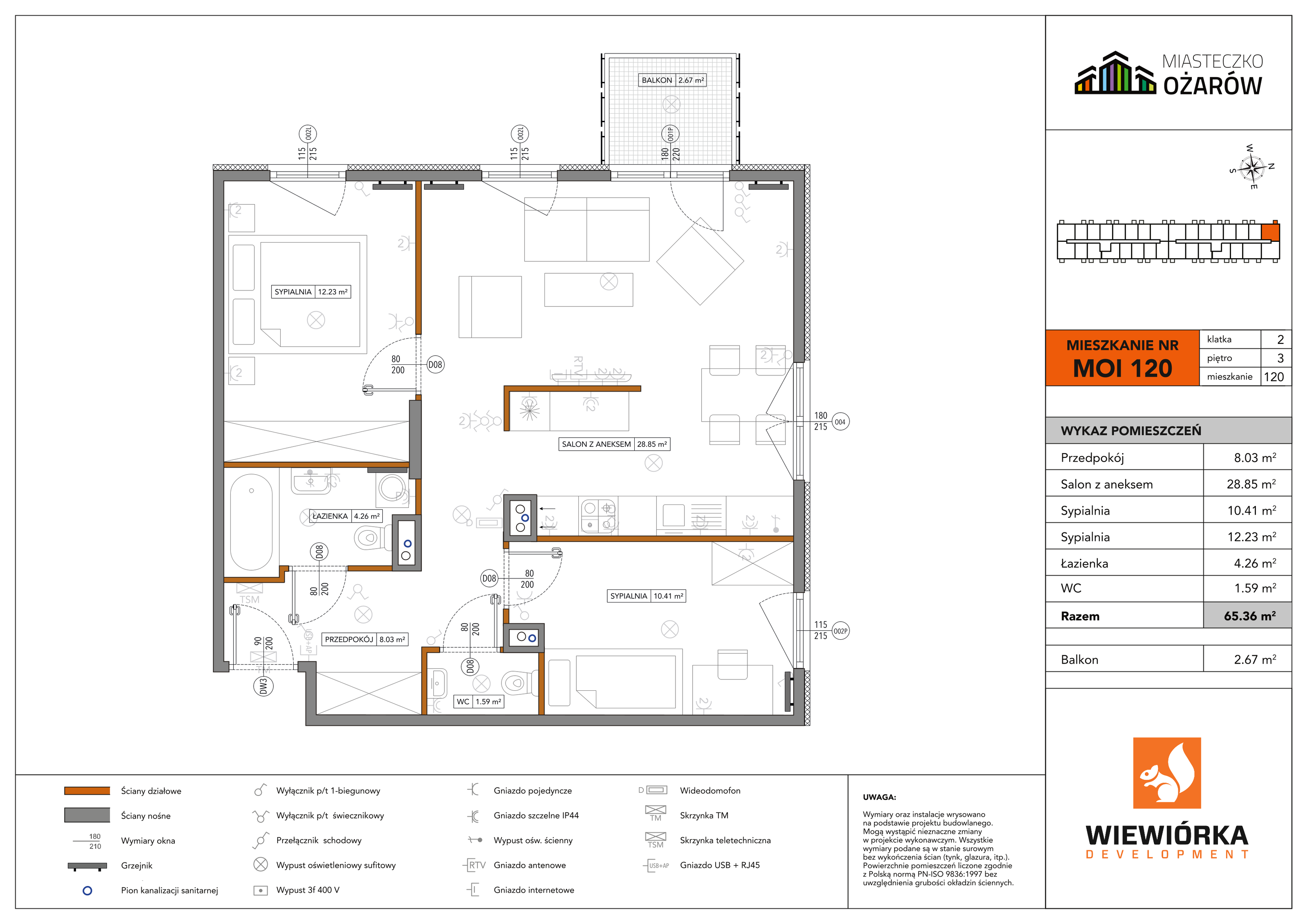 Mieszkanie 65,36 m², piętro 3, oferta nr MOI120, Miasteczko Ożarów, Ożarów Mazowiecki, ul. Kapucka-idx