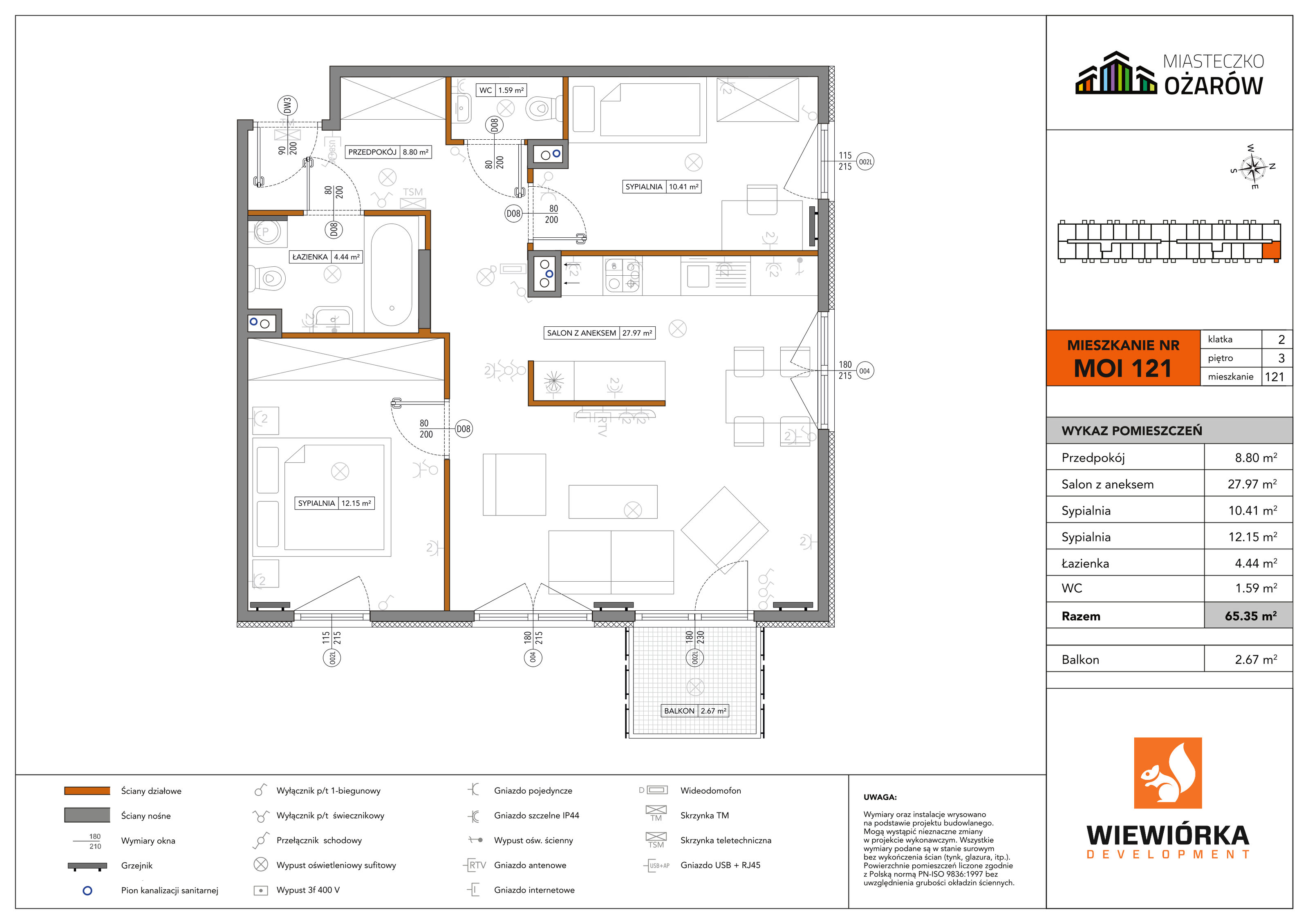 Mieszkanie 65,35 m², piętro 3, oferta nr MOI121, Miasteczko Ożarów, Ożarów Mazowiecki, ul. Kapucka-idx