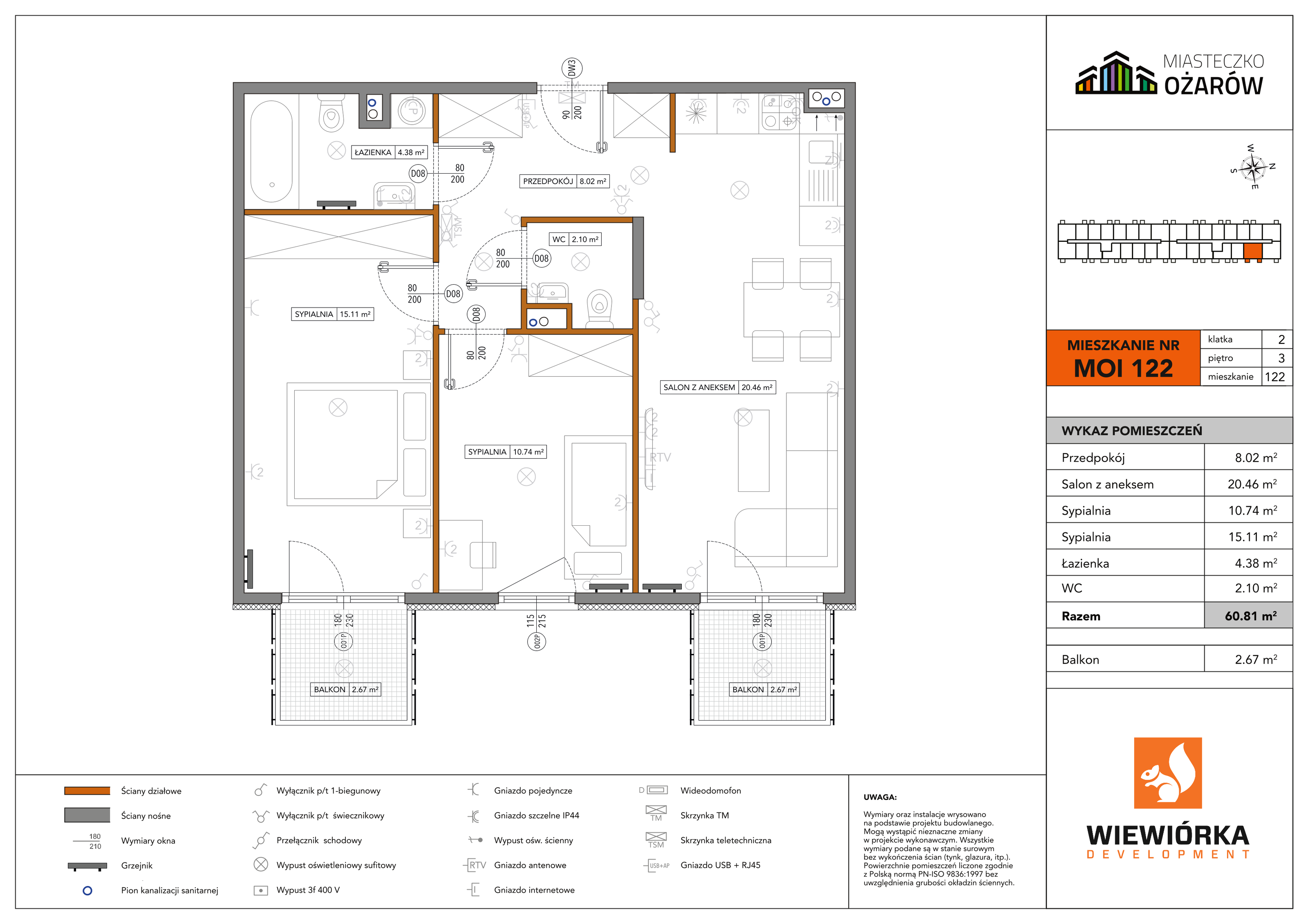 Mieszkanie 60,81 m², piętro 3, oferta nr MOI122, Miasteczko Ożarów, Ożarów Mazowiecki, ul. Kapucka-idx