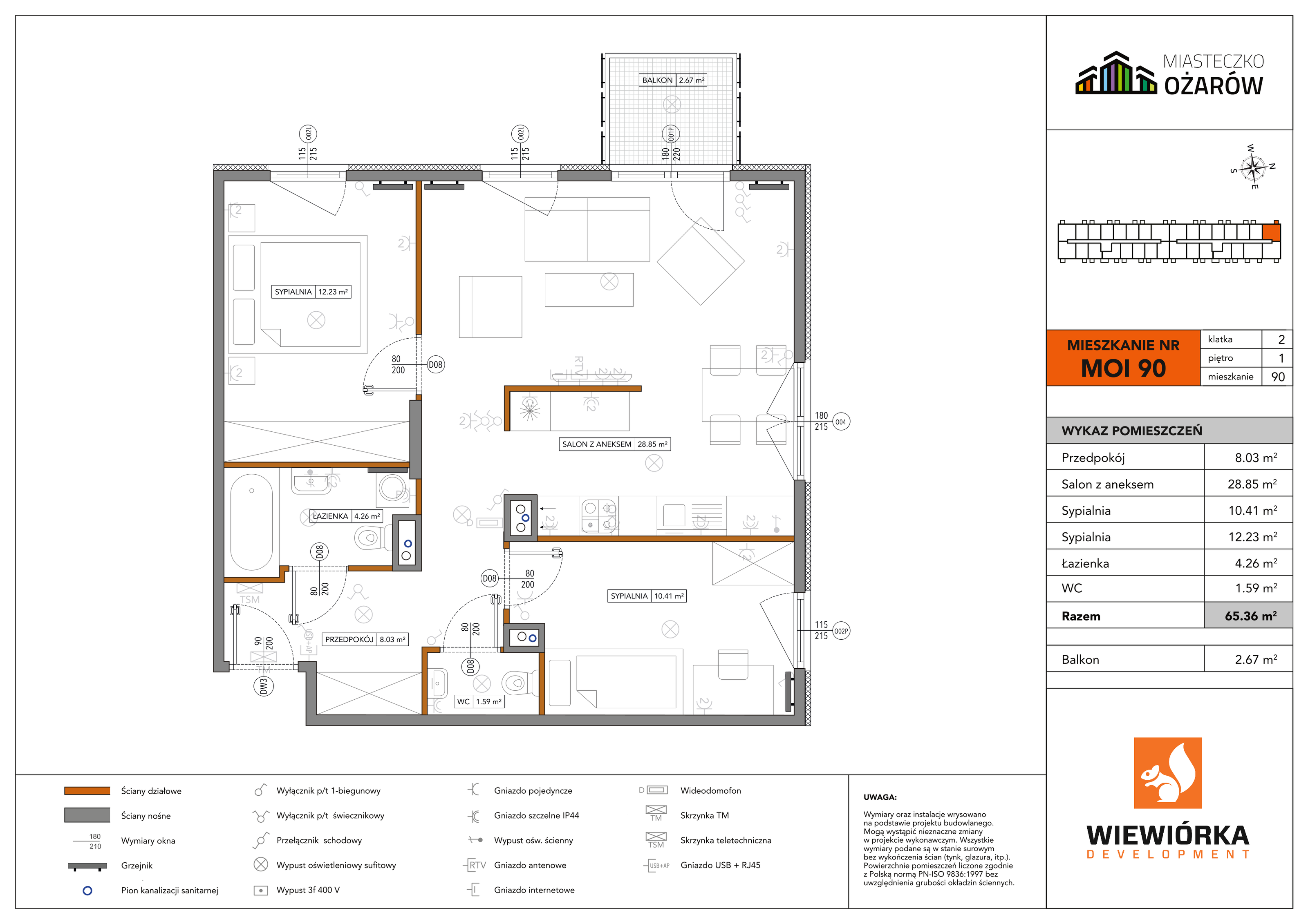 Mieszkanie 65,36 m², piętro 1, oferta nr MOI90, Miasteczko Ożarów, Ożarów Mazowiecki, ul. Kapucka-idx