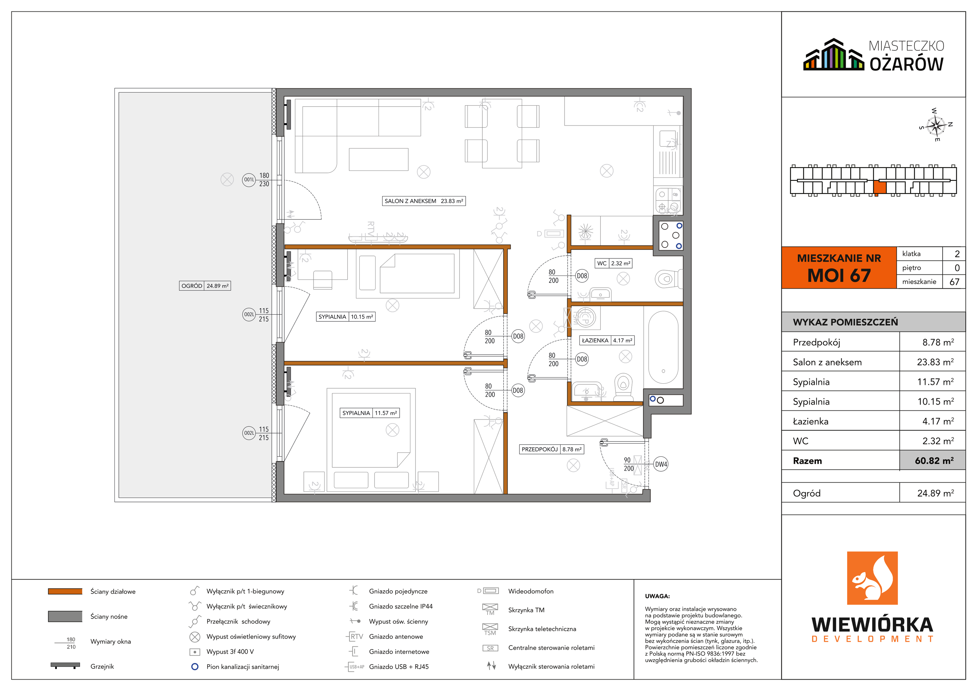 Mieszkanie 60,82 m², parter, oferta nr MOI67, Miasteczko Ożarów, Ożarów Mazowiecki, ul. Kapucka-idx