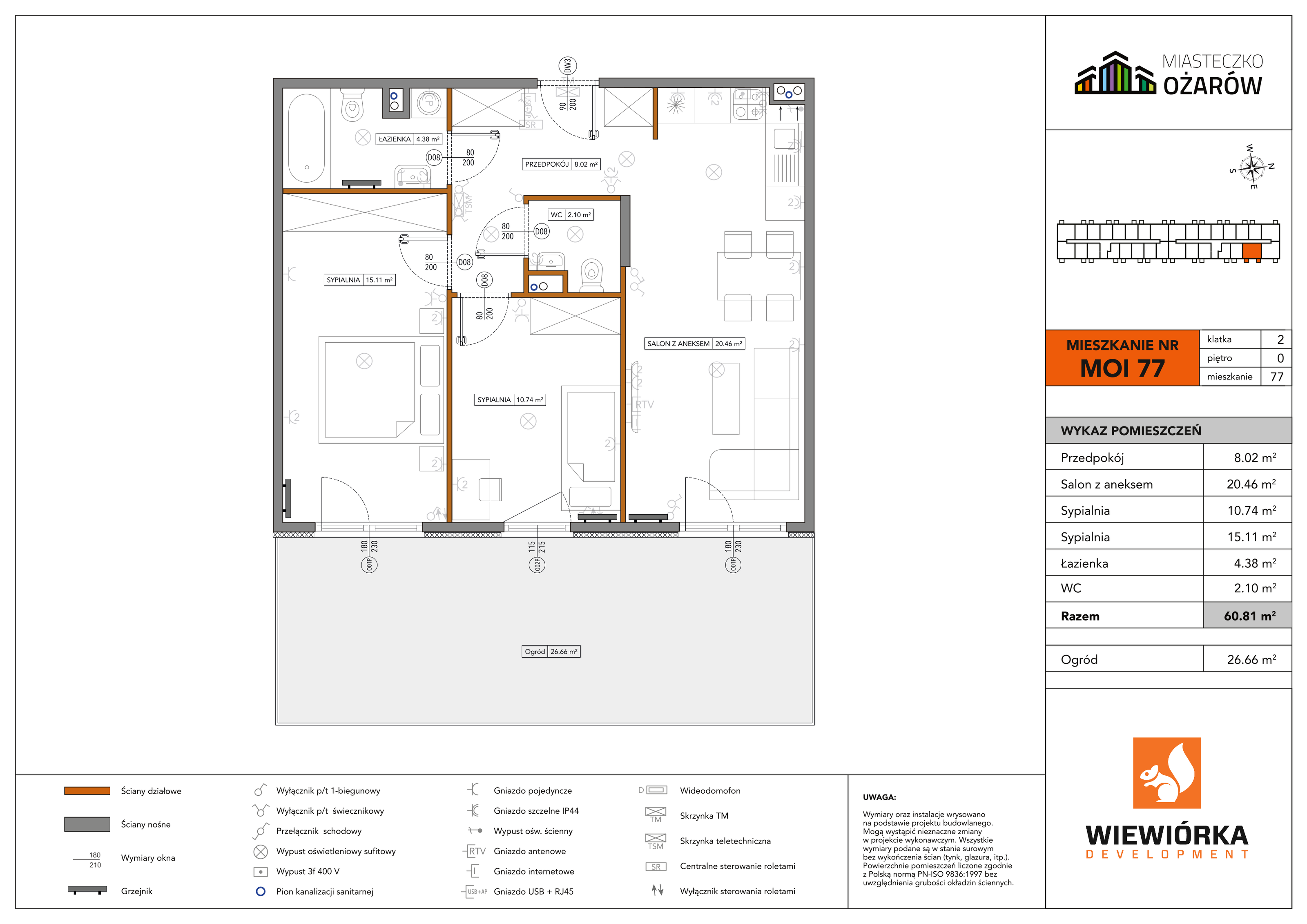 Mieszkanie 60,81 m², parter, oferta nr MOI77, Miasteczko Ożarów, Ożarów Mazowiecki, ul. Kapucka-idx