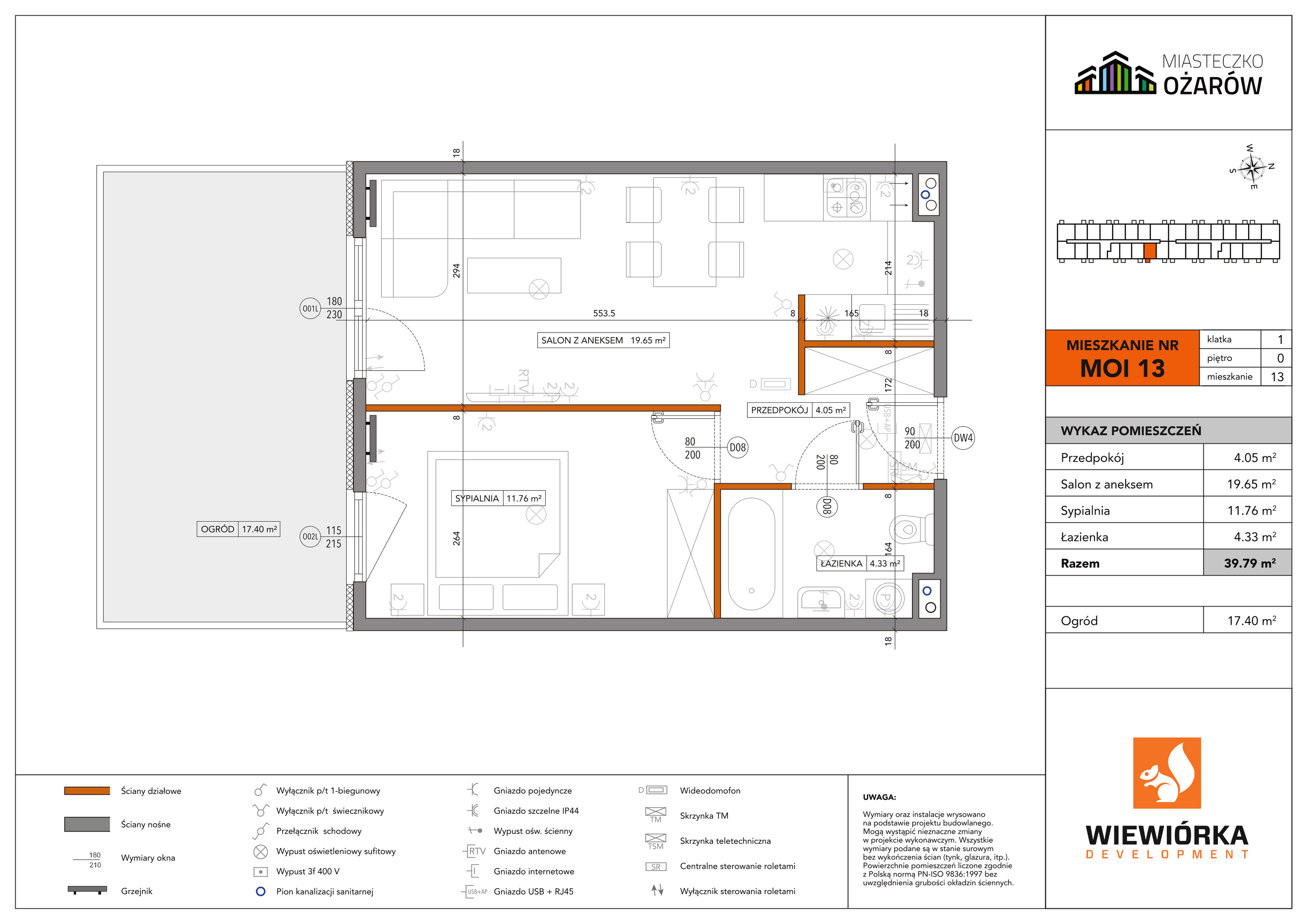 Mieszkanie 39,79 m², parter, oferta nr MOI13, Miasteczko Ożarów, Ożarów Mazowiecki, ul. Kapucka-idx