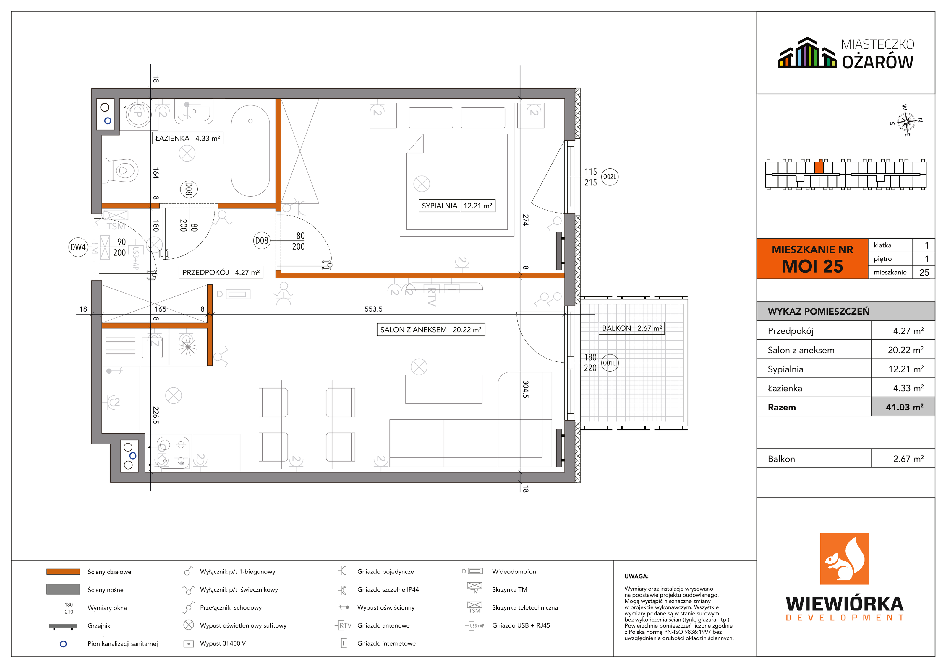 Mieszkanie 41,03 m², piętro 1, oferta nr MOI25, Miasteczko Ożarów, Ożarów Mazowiecki, ul. Kapucka-idx