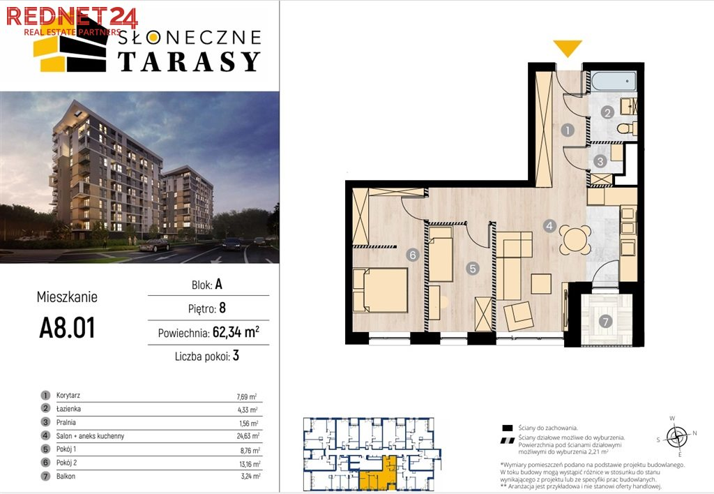 Mieszkanie 61,92 m², piętro 8, oferta nr , MS-20153, Katowice, Koszutka, Koszutka, Słoneczna-idx