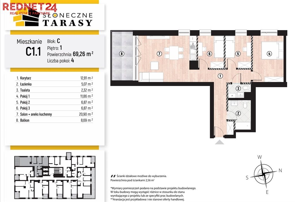 Mieszkanie 69,35 m², piętro 1, oferta nr , MS-20156, Katowice, Koszutka, Koszutka, Słoneczna-idx