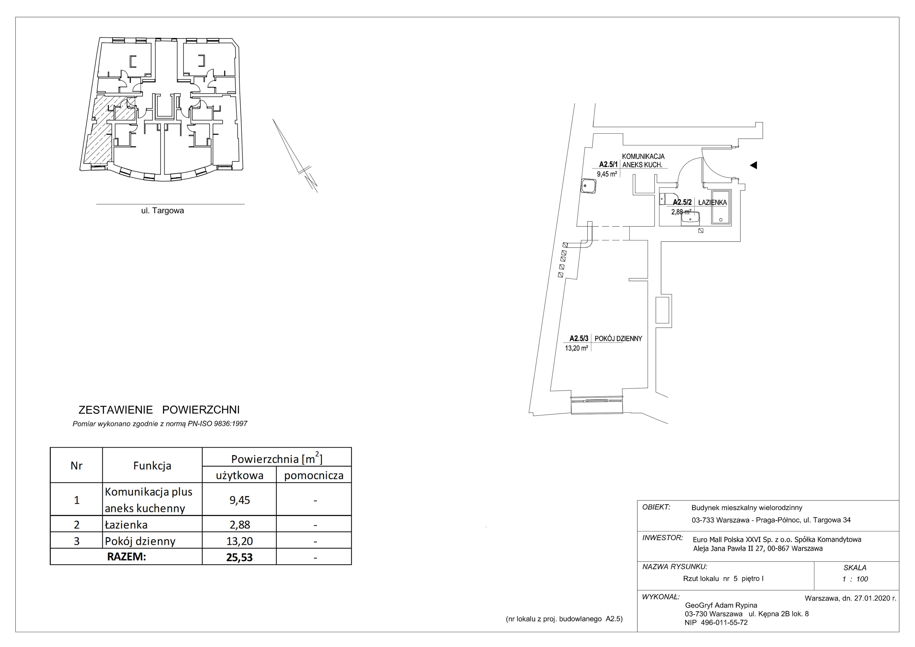 Mieszkanie 25,53 m², piętro 1, oferta nr 5, Targowa 34, Warszawa, Praga Północ, Stara Praga, ul. Targowa 34-idx