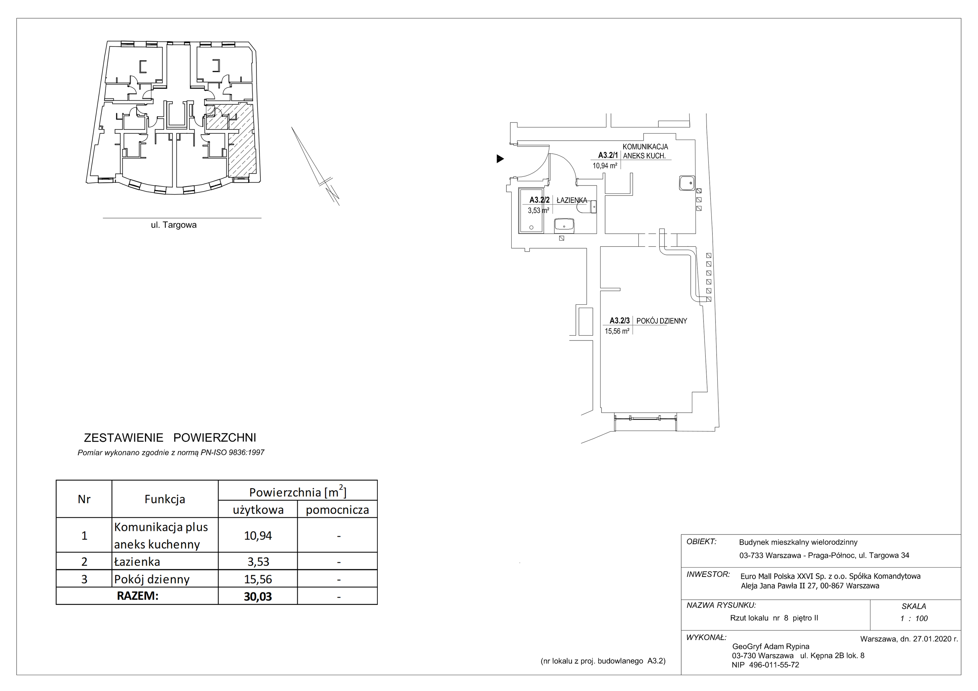 Mieszkanie 30,03 m², piętro 2, oferta nr 8, Targowa 34, Warszawa, Praga Północ, Stara Praga, ul. Targowa 34-idx