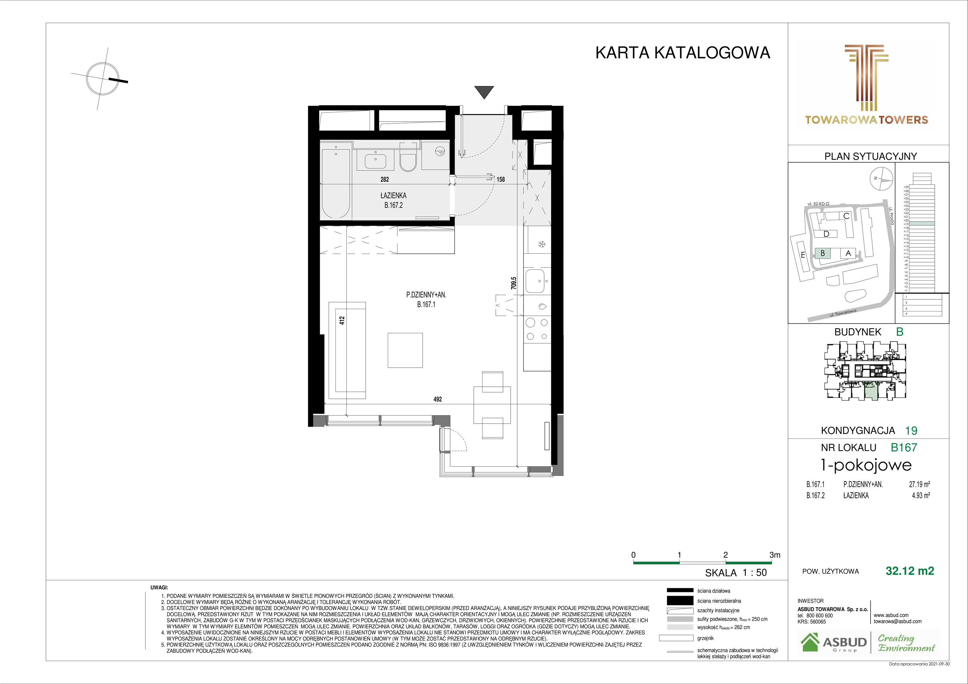 Apartament 32,12 m², piętro 19, oferta nr B.167, Towarowa Towers, Warszawa, Wola, Czyste, ul. Towarowa-idx