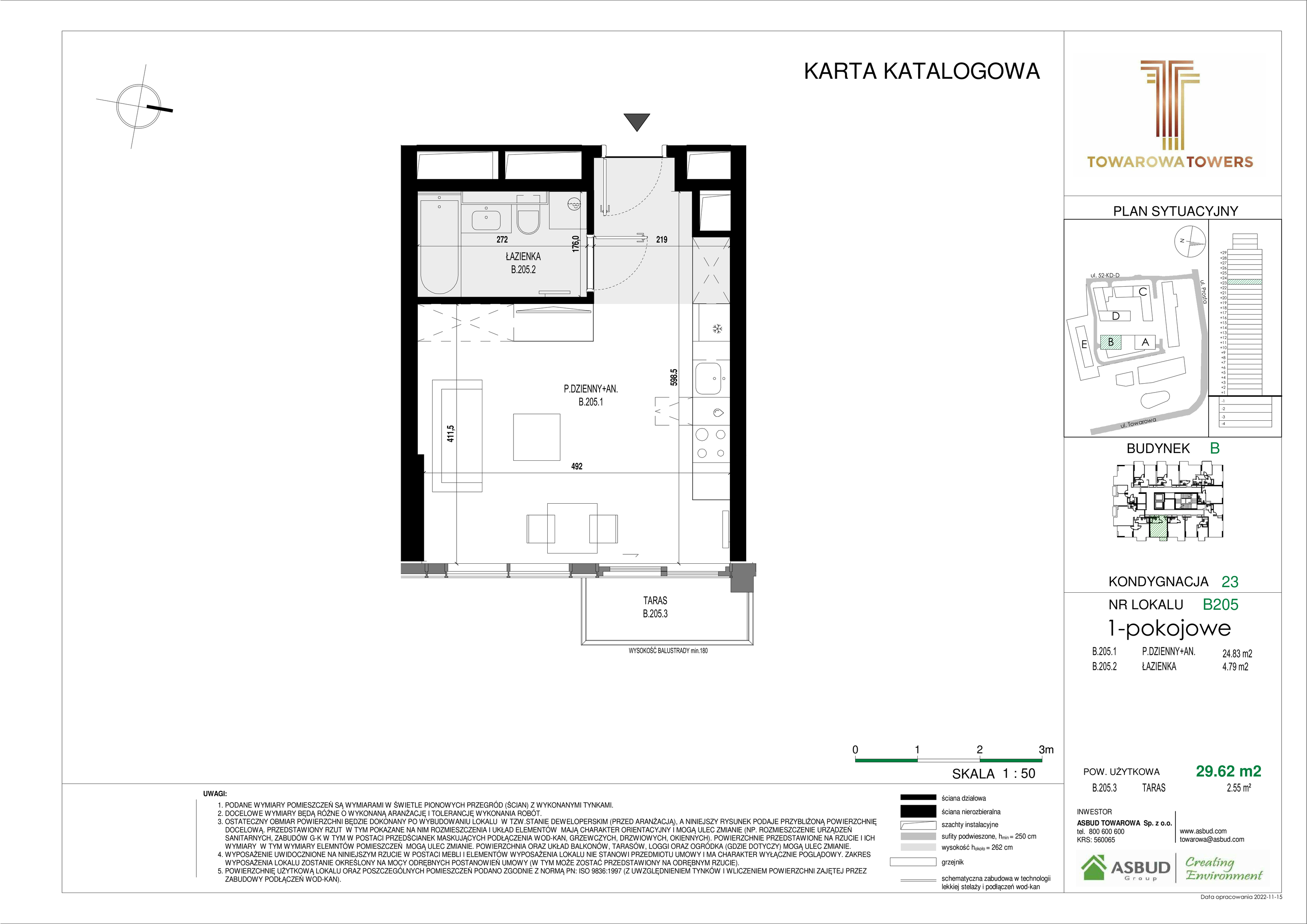 Apartament 29,62 m², piętro 23, oferta nr B.205, Towarowa Towers, Warszawa, Wola, Czyste, ul. Towarowa-idx