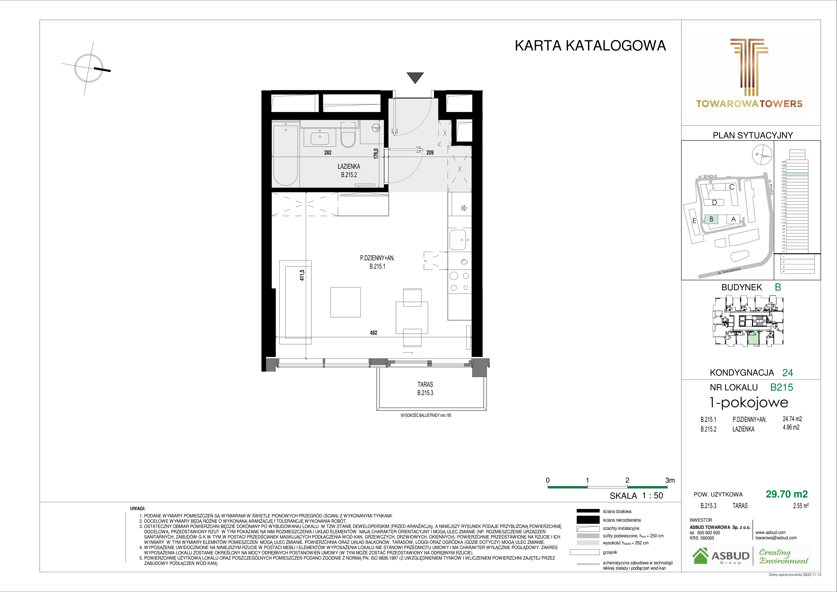 Apartament 29,70 m², piętro 24, oferta nr B.215, Towarowa Towers, Warszawa, Wola, Czyste, ul. Towarowa-idx