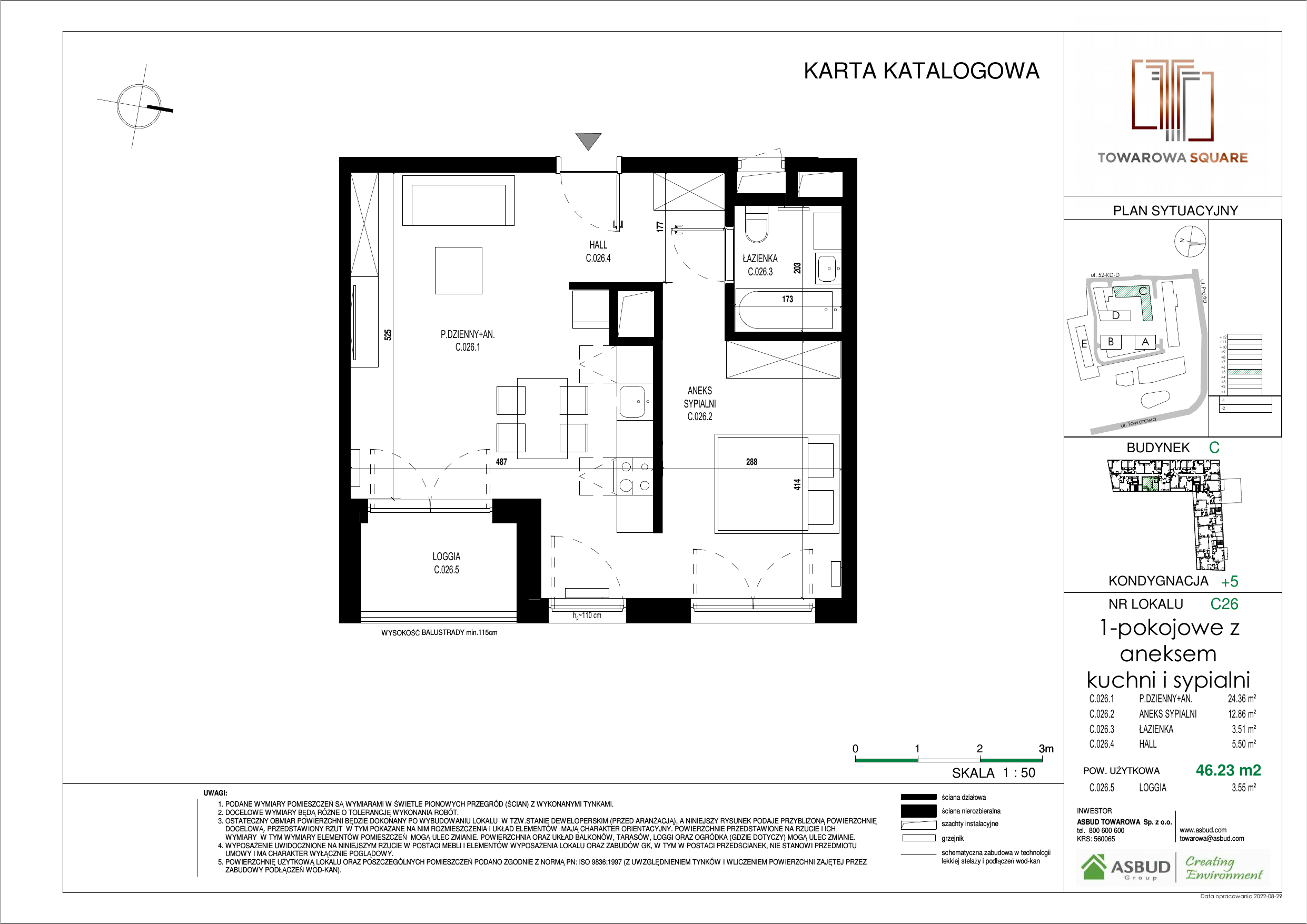 Apartament 46,23 m², piętro 4, oferta nr C.026, Towarowa Square, Warszawa, Wola, Czyste, ul. Towarowa-idx