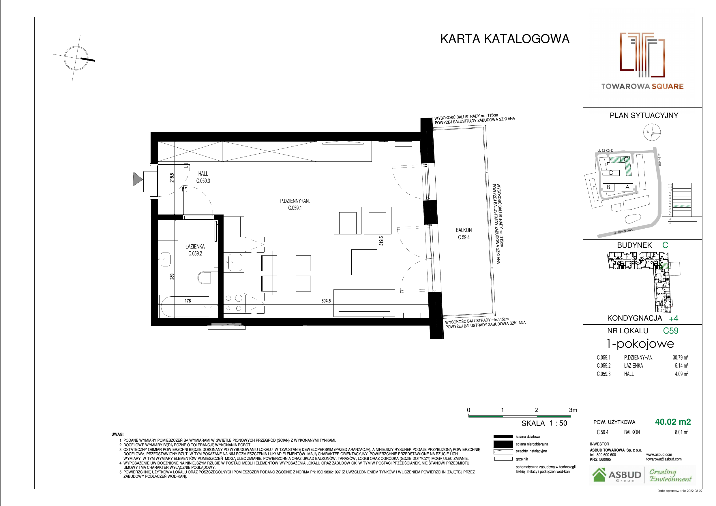 Apartament 40,02 m², piętro 3, oferta nr C.059, Towarowa Square, Warszawa, Wola, Czyste, ul. Towarowa-idx