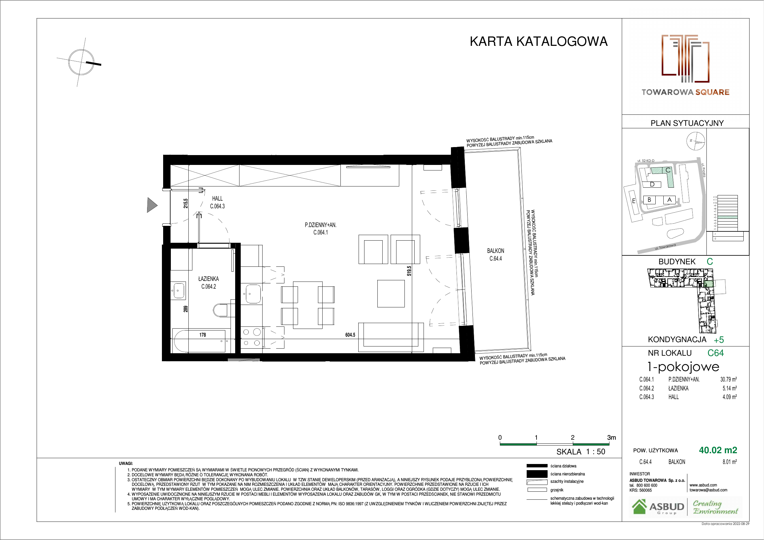 Apartament 40,02 m², piętro 4, oferta nr C.064, Towarowa Square, Warszawa, Wola, Czyste, ul. Towarowa-idx