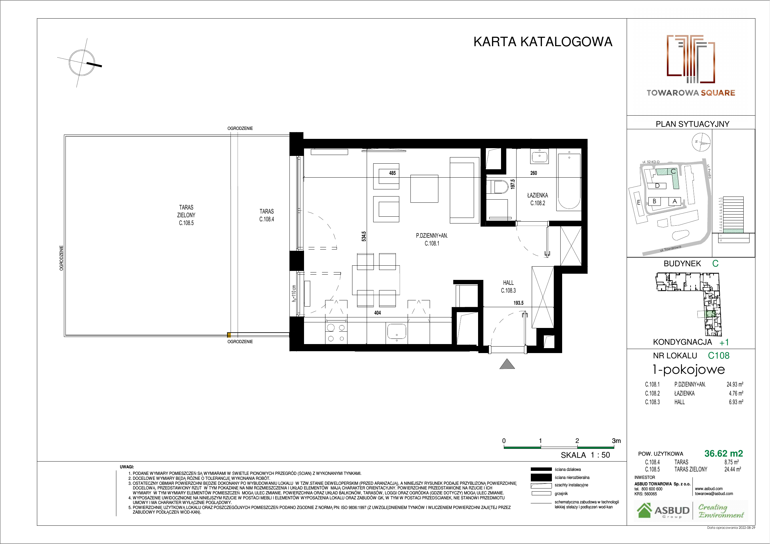 Apartament 36,62 m², parter, oferta nr C.108, Towarowa Square, Warszawa, Wola, Czyste, ul. Towarowa-idx