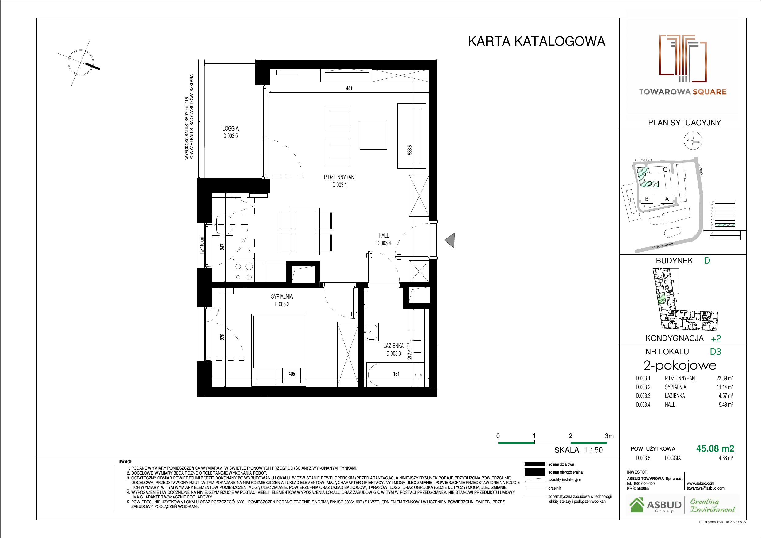 Apartament 45,08 m², piętro 1, oferta nr D.003, Towarowa Square, Warszawa, Wola, Czyste, ul. Towarowa-idx