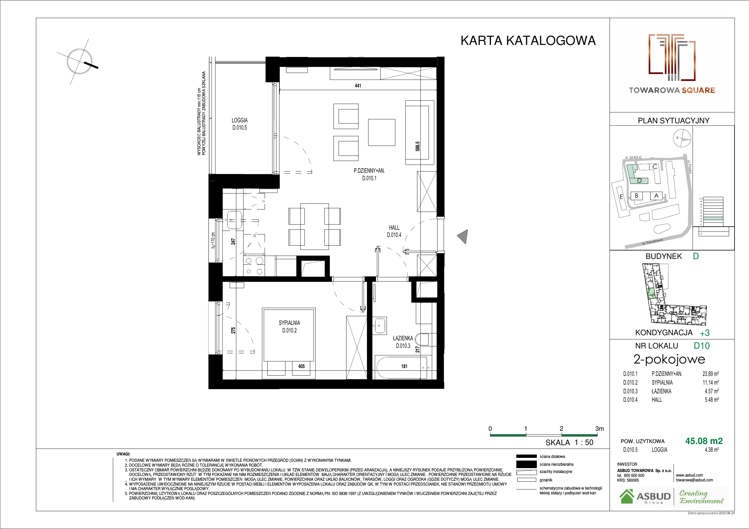 Apartament 45,08 m², piętro 2, oferta nr D.010, Towarowa Square, Warszawa, Wola, Czyste, ul. Towarowa-idx