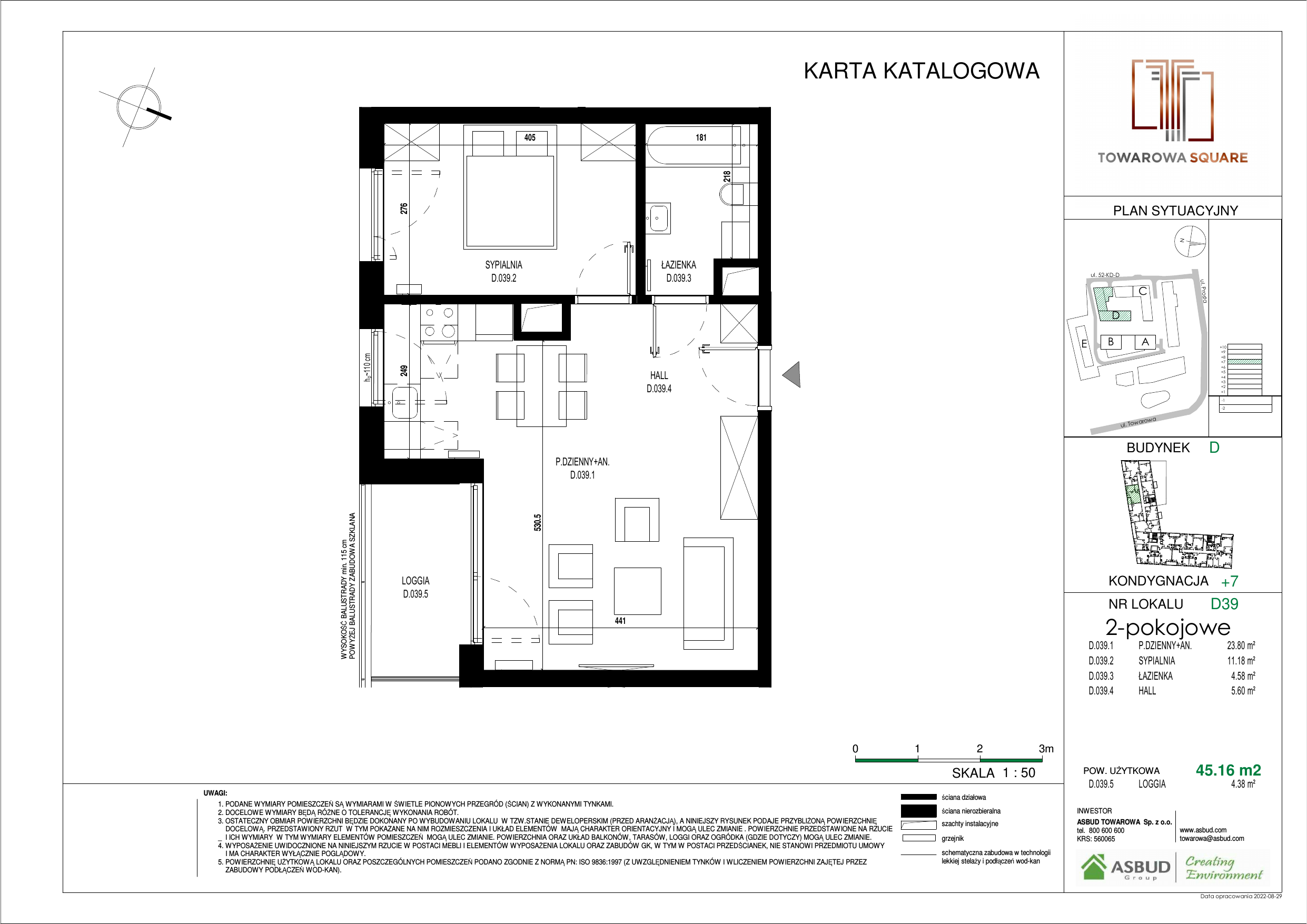 Apartament 45,16 m², piętro 6, oferta nr D.039, Towarowa Square, Warszawa, Wola, Czyste, ul. Towarowa-idx