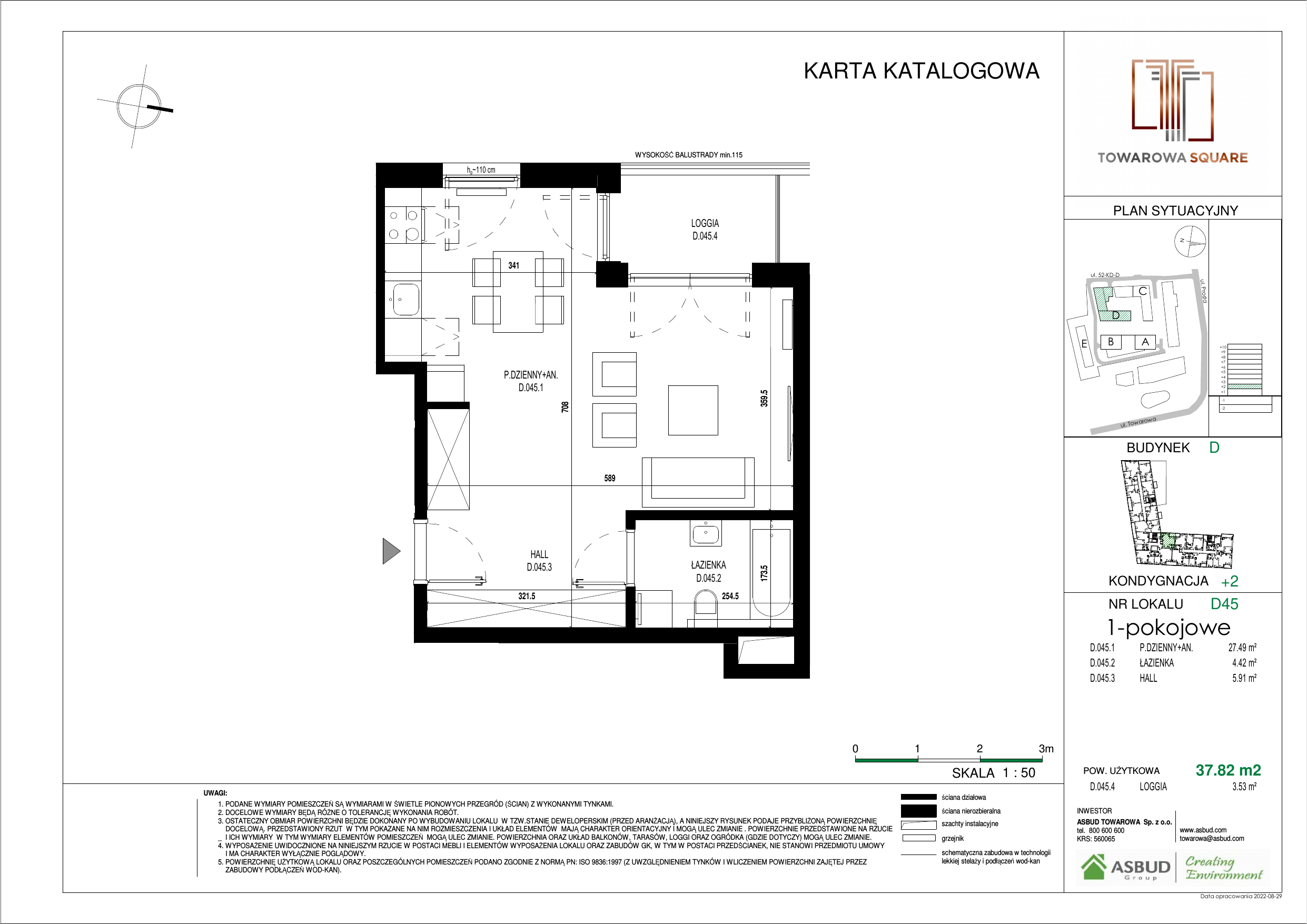 Apartament 37,82 m², piętro 1, oferta nr D.045, Towarowa Square, Warszawa, Wola, Czyste, ul. Towarowa-idx