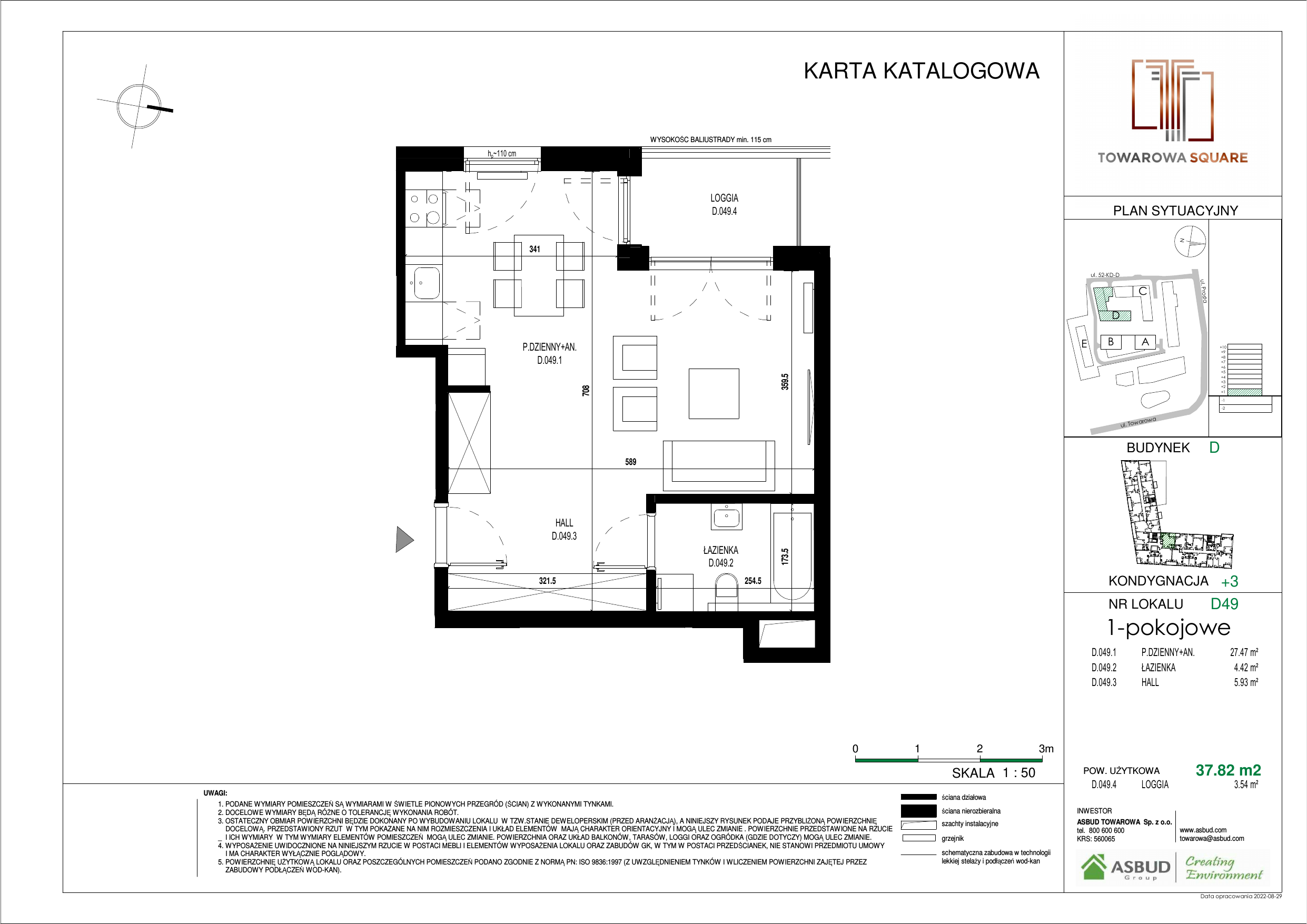 Apartament 37,82 m², piętro 2, oferta nr D.049, Towarowa Square, Warszawa, Wola, Czyste, ul. Towarowa-idx