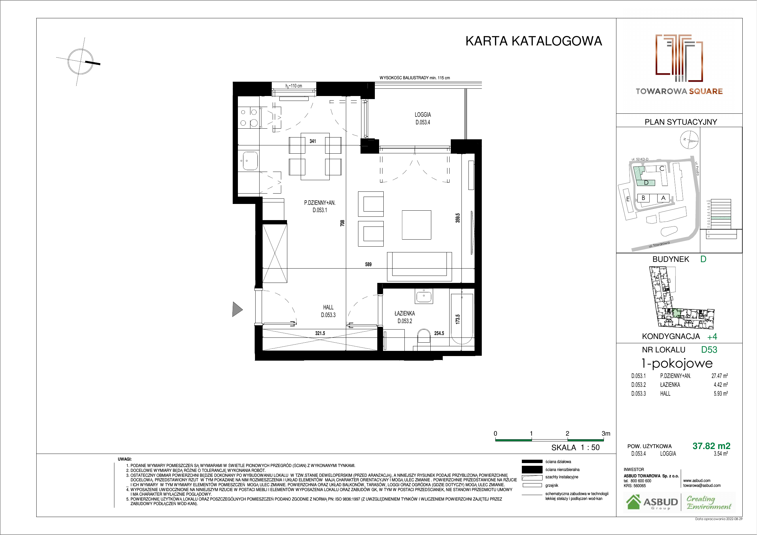 Apartament 37,82 m², piętro 3, oferta nr D.053, Towarowa Square, Warszawa, Wola, Czyste, ul. Towarowa-idx