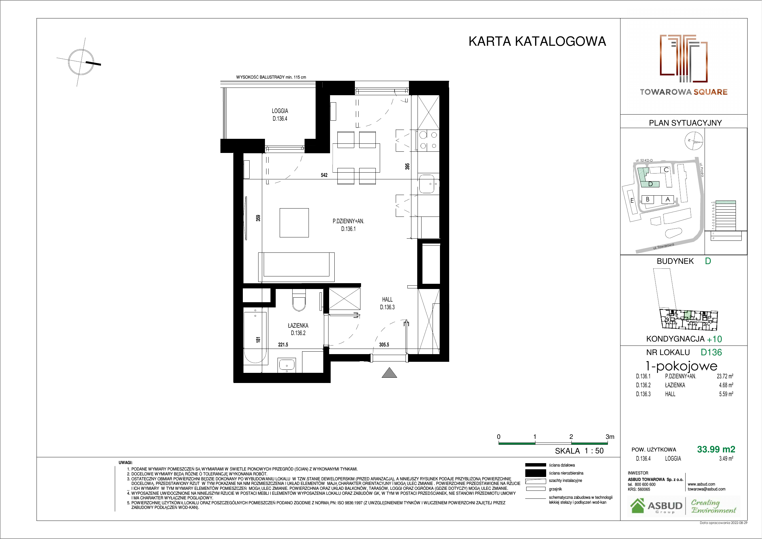 Apartament 33,99 m², piętro 9, oferta nr D.136, Towarowa Square, Warszawa, Wola, Czyste, ul. Towarowa-idx