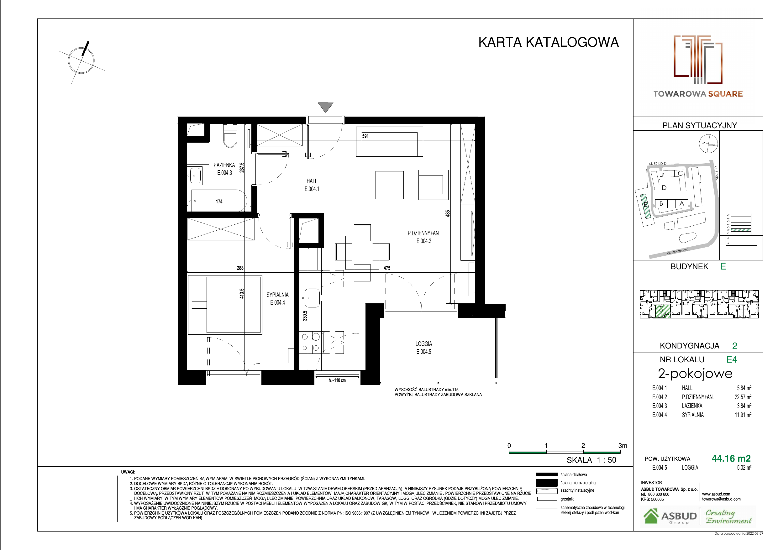 Apartament 44,16 m², piętro 1, oferta nr E.004, Towarowa Square, Warszawa, Wola, Czyste, ul. Towarowa-idx