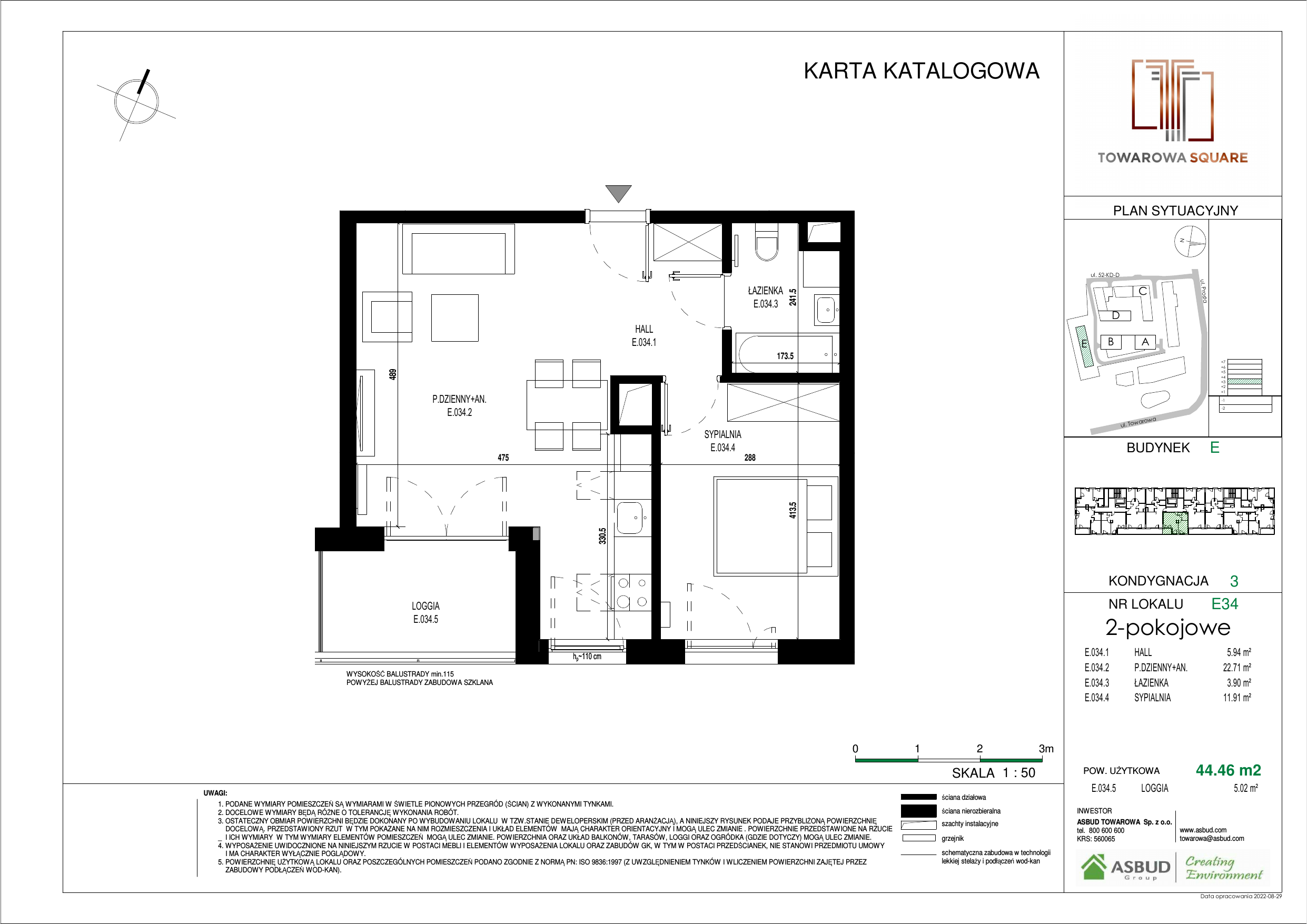 Apartament 44,46 m², piętro 2, oferta nr E.034, Towarowa Square, Warszawa, Wola, Czyste, ul. Towarowa-idx