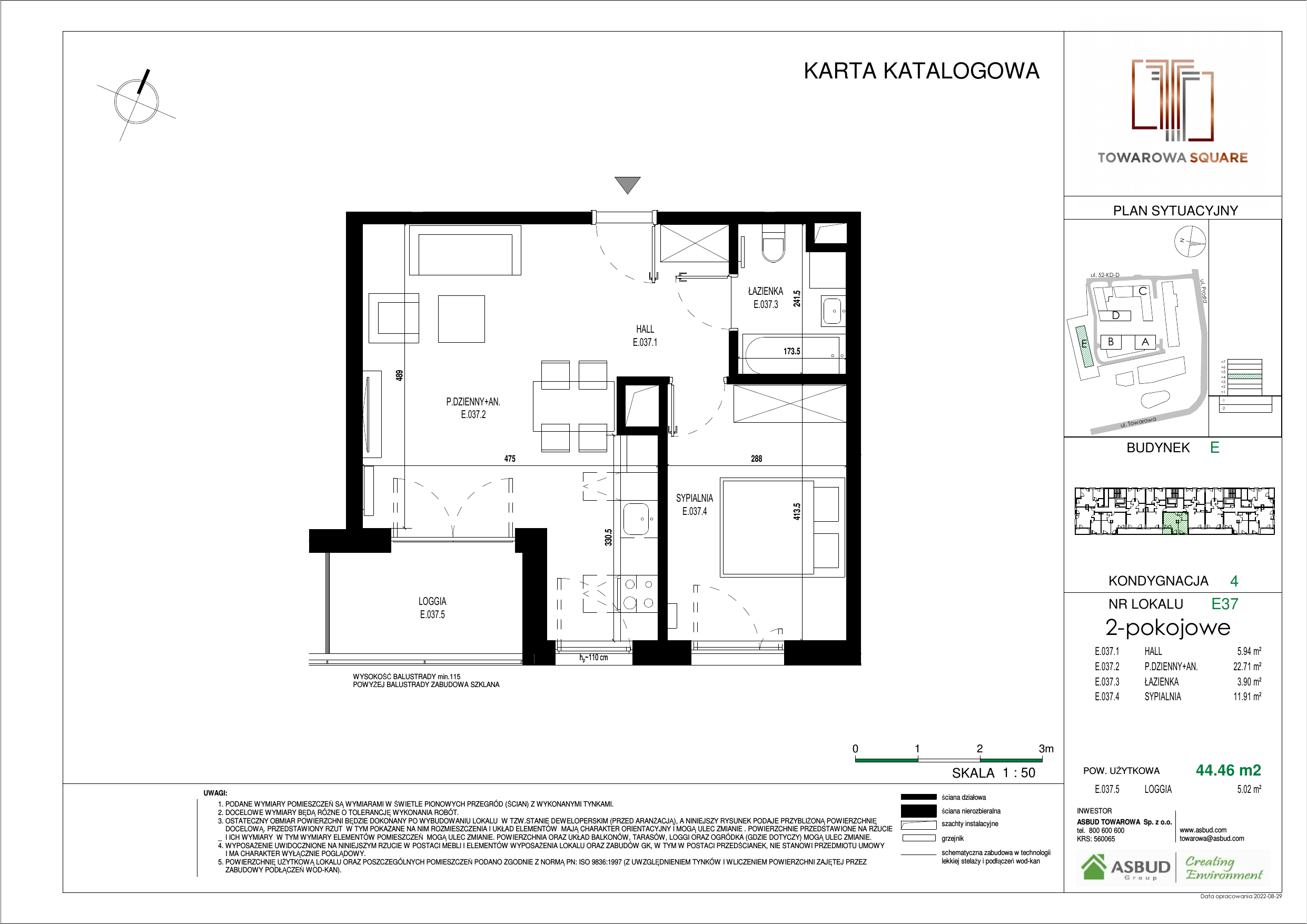 Apartament 44,46 m², piętro 3, oferta nr E.037, Towarowa Square, Warszawa, Wola, Czyste, ul. Towarowa-idx