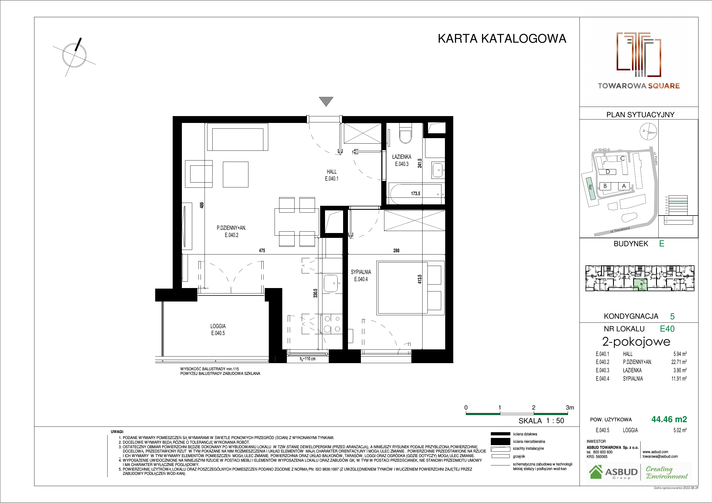 Apartament 44,46 m², piętro 4, oferta nr E.040, Towarowa Square, Warszawa, Wola, Czyste, ul. Towarowa-idx