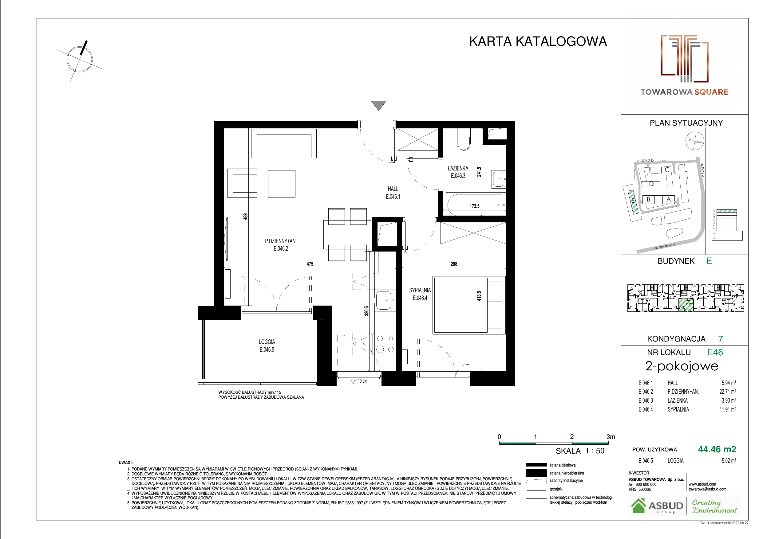 Apartament 44,46 m², piętro 6, oferta nr E.046, Towarowa Square, Warszawa, Wola, Czyste, ul. Towarowa-idx