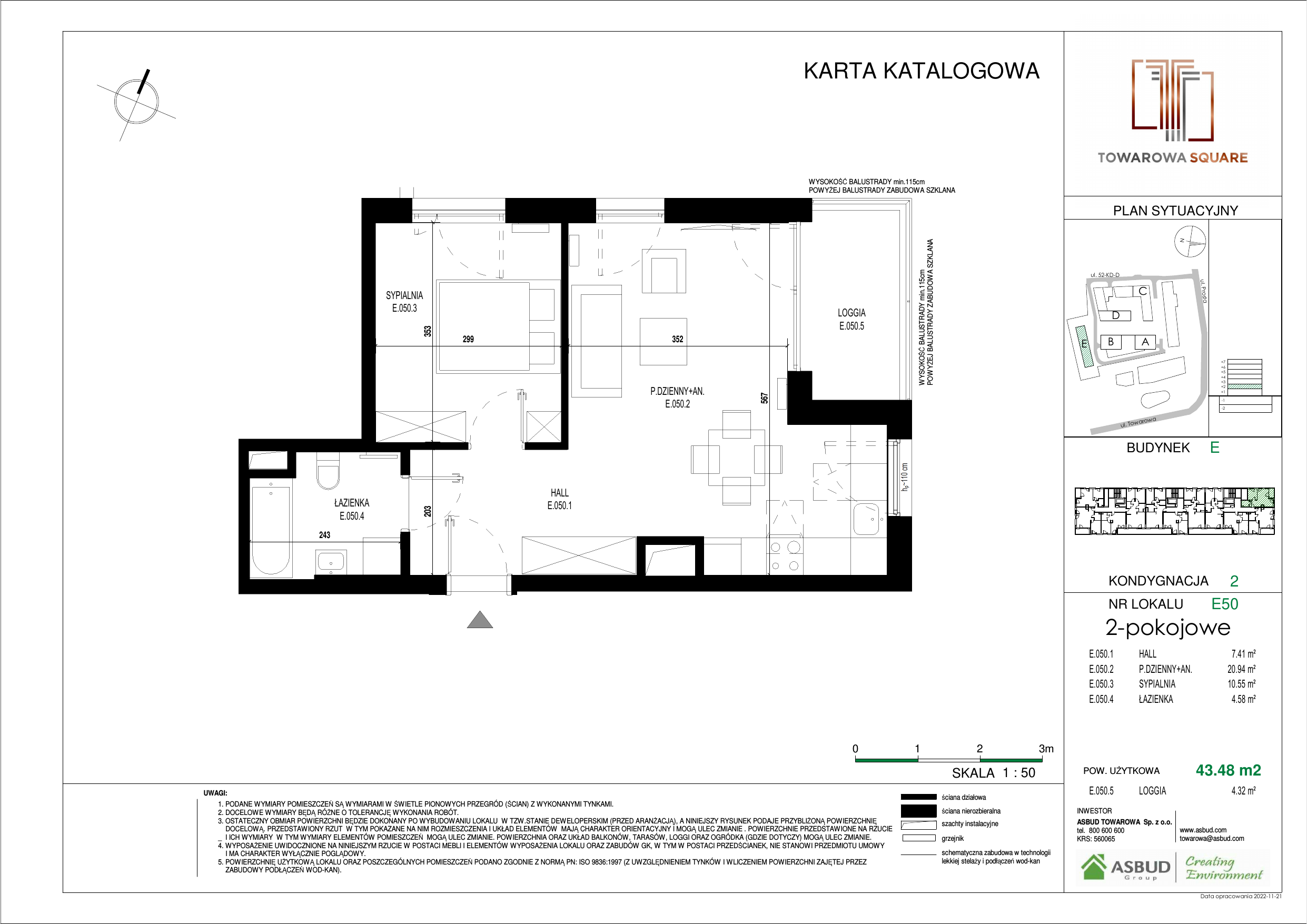 Apartament 43,48 m², piętro 1, oferta nr E.050, Towarowa Square, Warszawa, Wola, Czyste, ul. Towarowa-idx