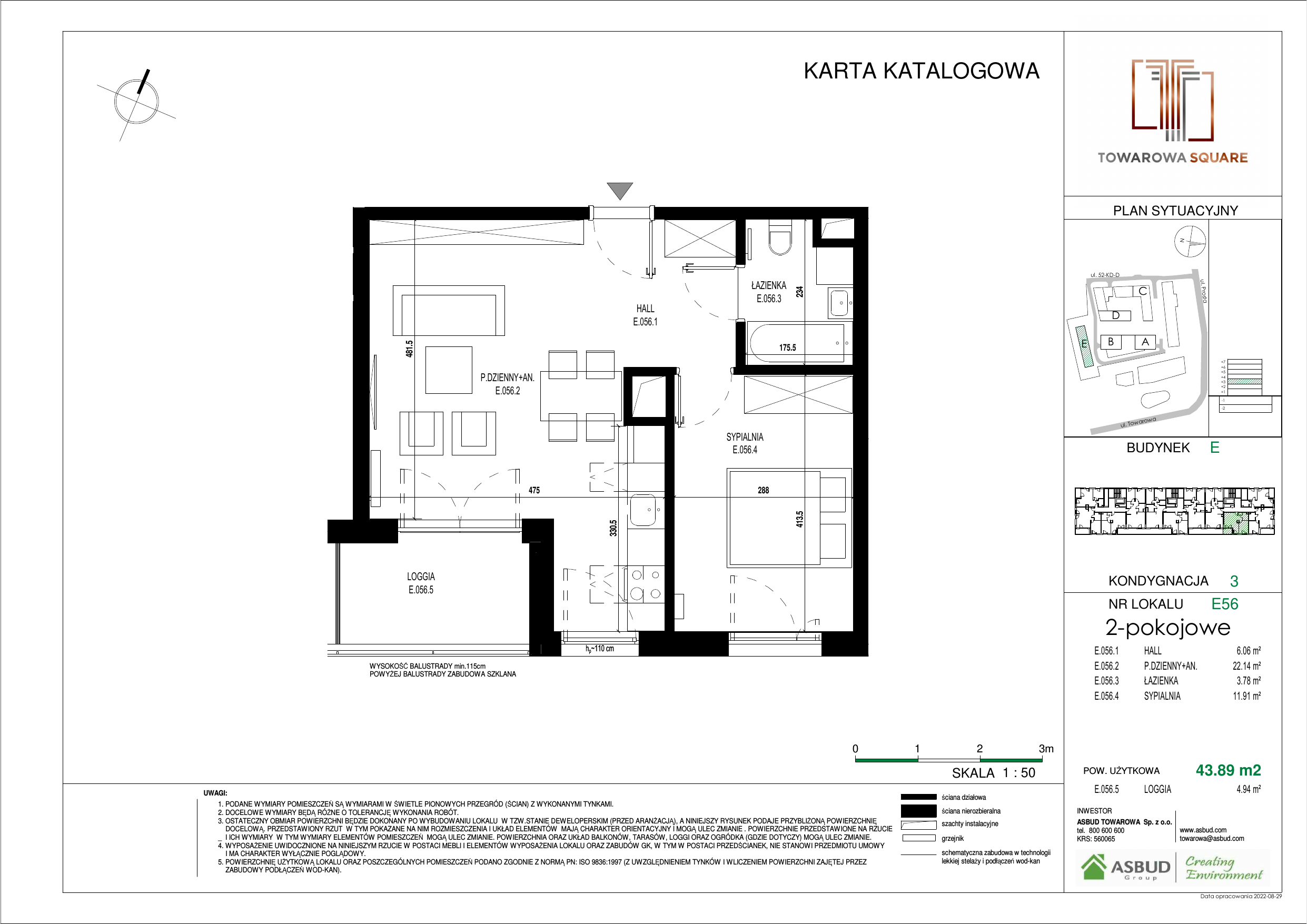 Apartament 43,89 m², piętro 2, oferta nr E.056, Towarowa Square, Warszawa, Wola, Czyste, ul. Towarowa-idx