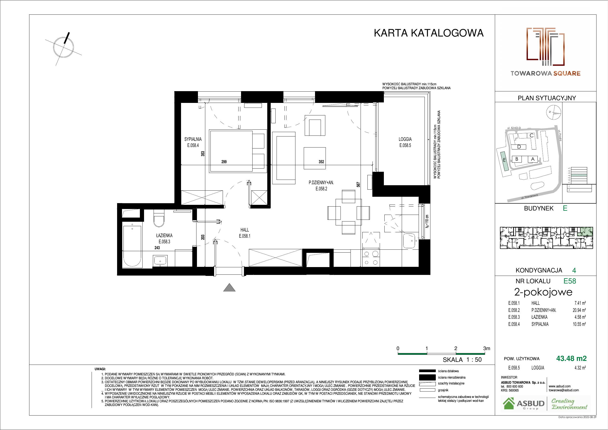 Apartament 43,48 m², piętro 3, oferta nr E.058, Towarowa Square, Warszawa, Wola, Czyste, ul. Towarowa-idx