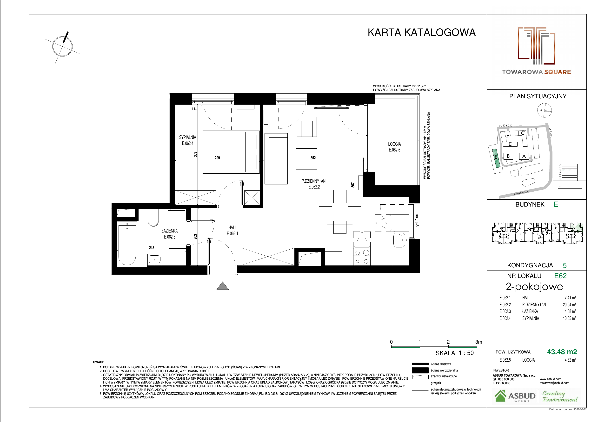 Apartament 43,48 m², piętro 4, oferta nr E.062, Towarowa Square, Warszawa, Wola, Czyste, ul. Towarowa-idx