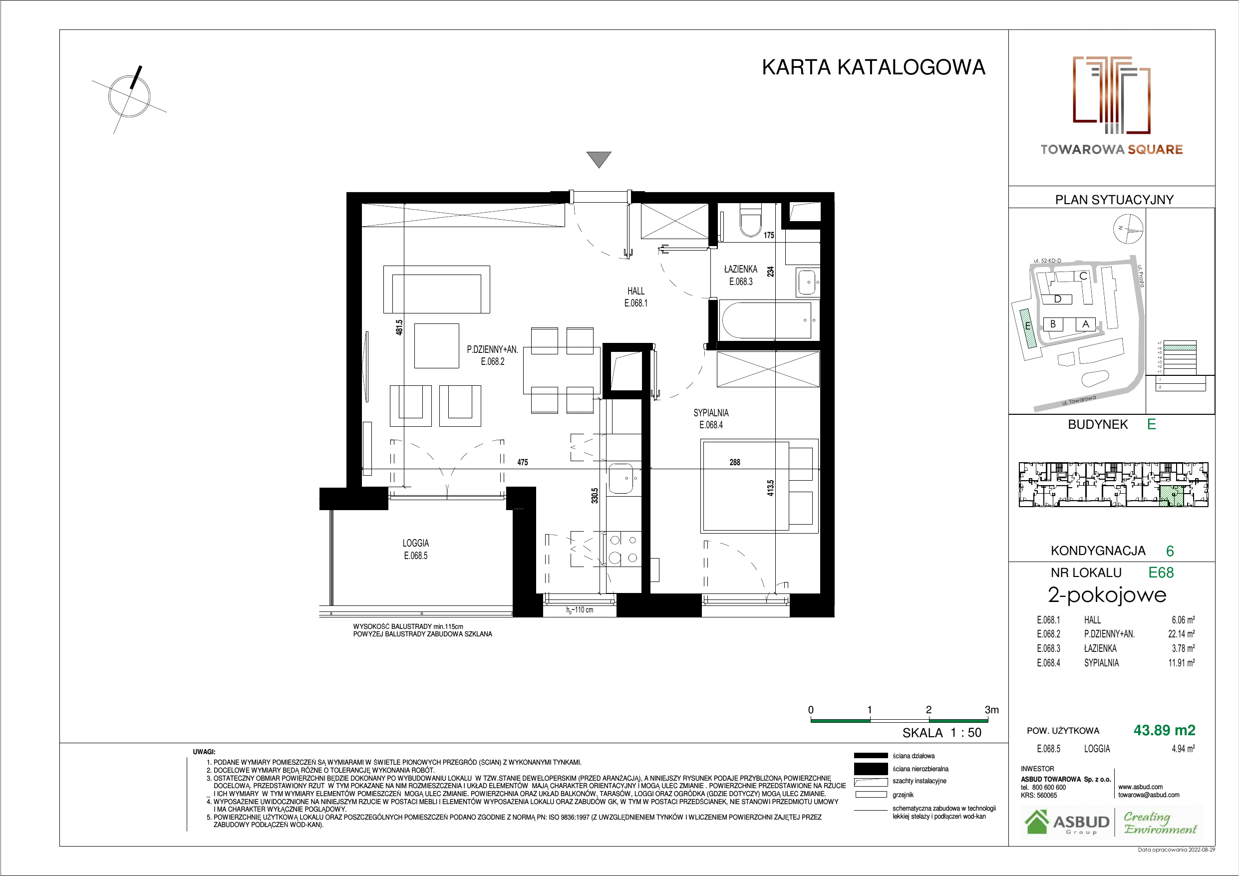 Apartament 43,89 m², piętro 5, oferta nr E.068, Towarowa Square, Warszawa, Wola, Czyste, ul. Towarowa-idx