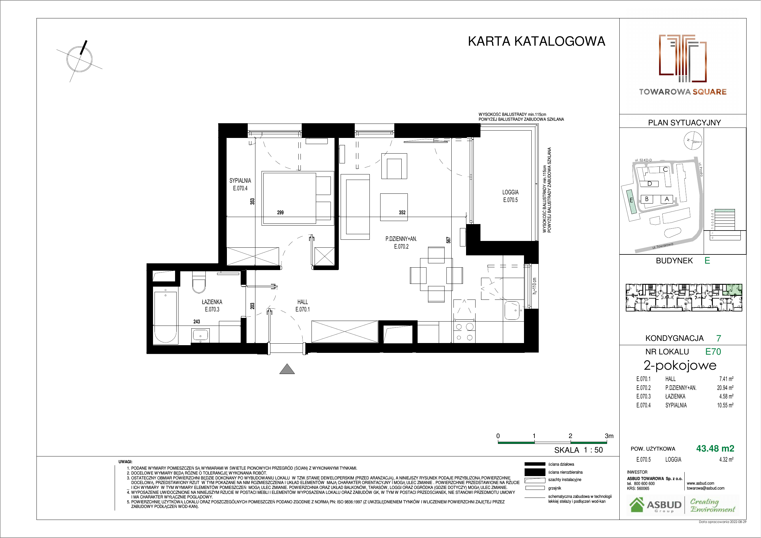 Apartament 43,48 m², piętro 6, oferta nr E.070, Towarowa Square, Warszawa, Wola, Czyste, ul. Towarowa-idx