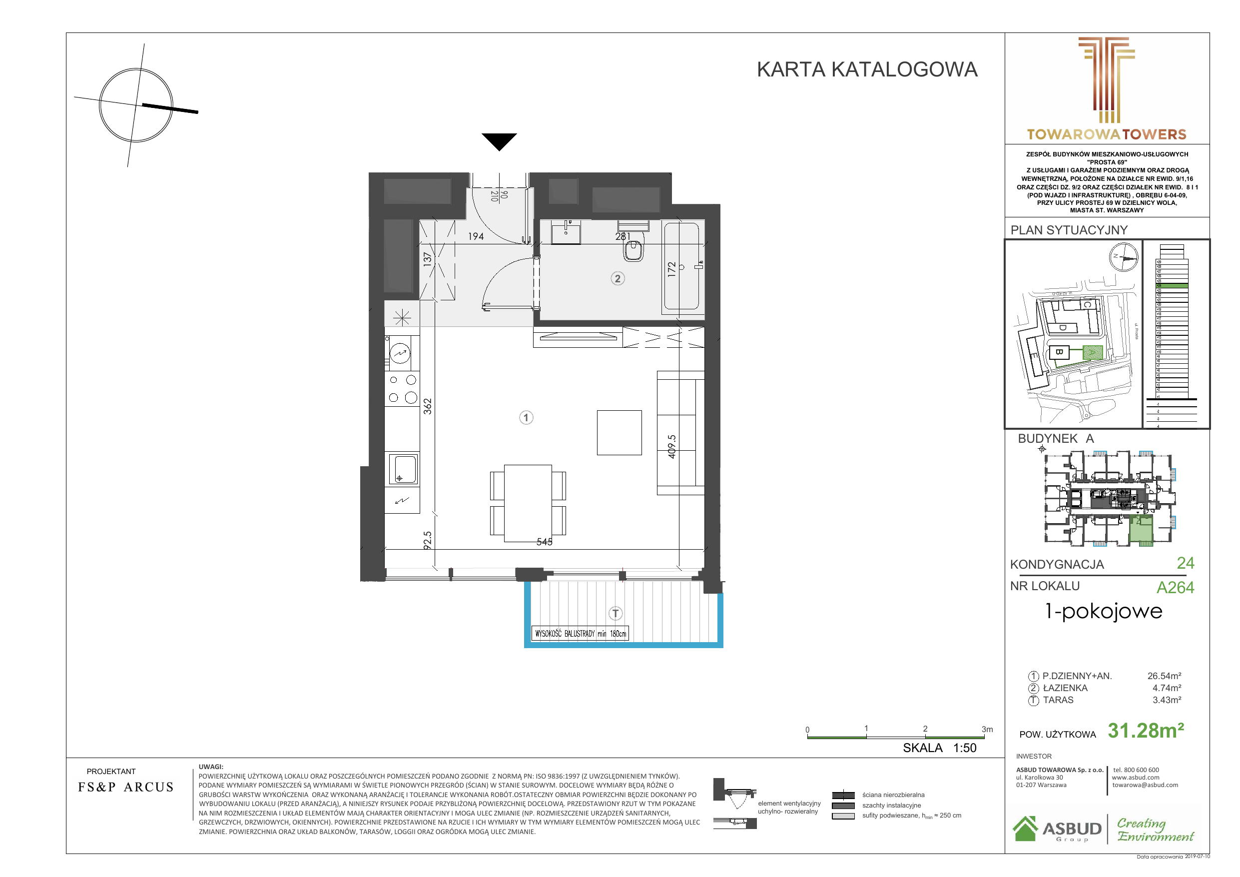 Apartament 32,14 m², piętro 24, oferta nr A.264, Towarowa Towers, Warszawa, Wola, Czyste, ul. Towarowa-idx