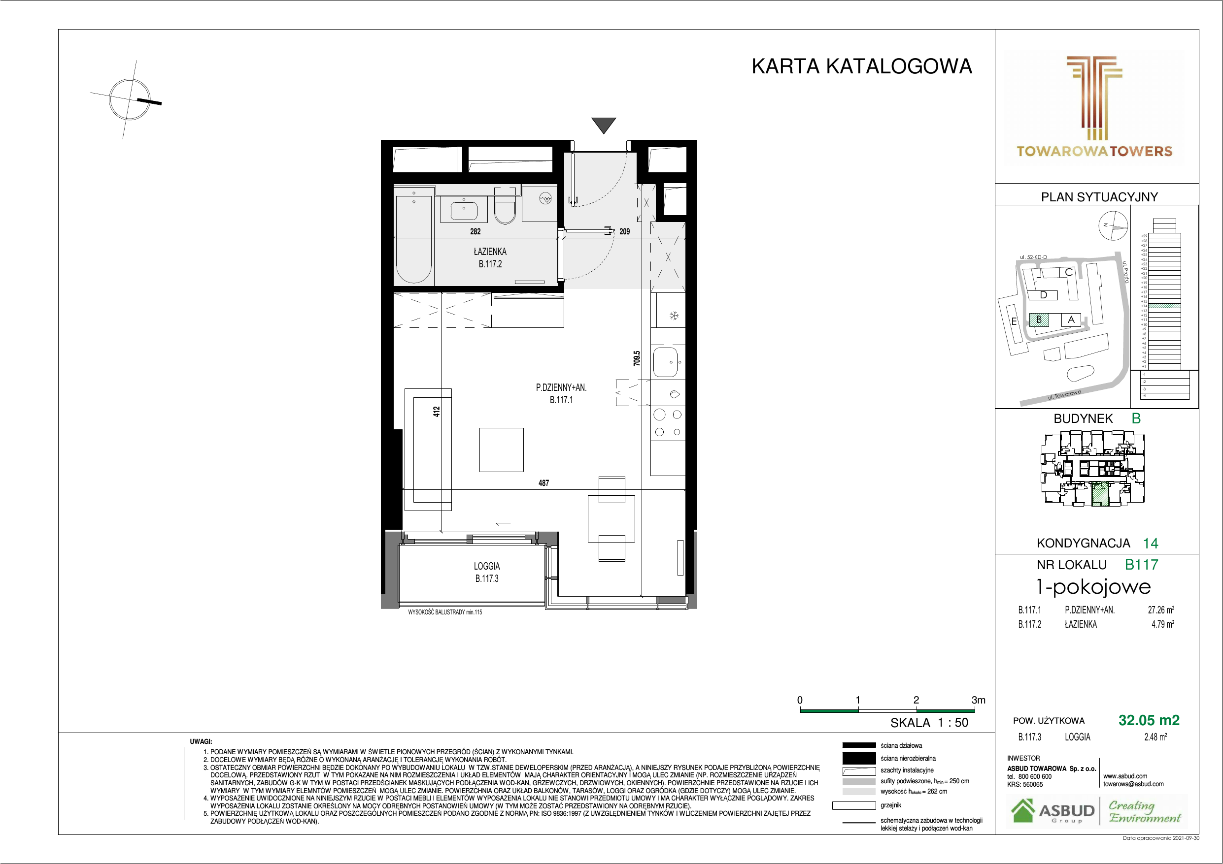 Apartament 32,05 m², piętro 14, oferta nr B.117, Towarowa Towers, Warszawa, Wola, Czyste, ul. Towarowa-idx