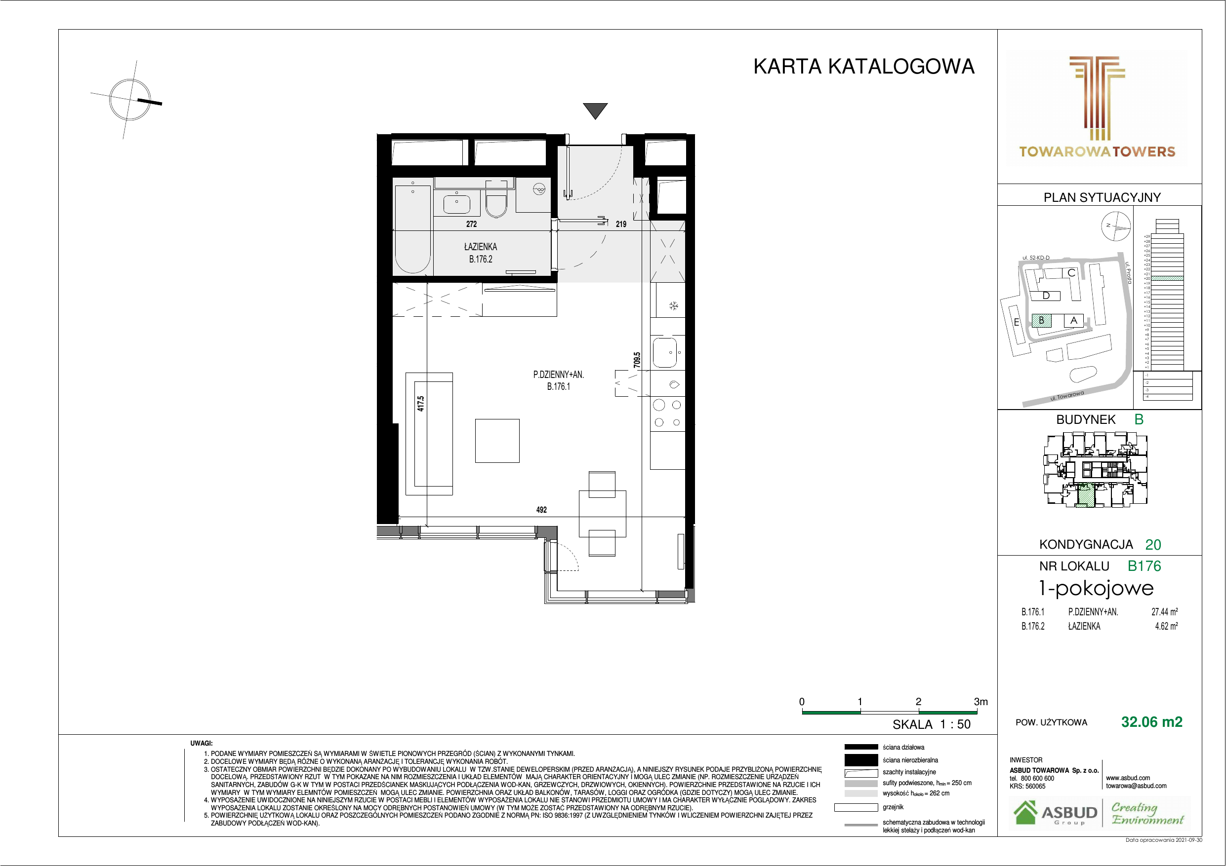 Apartament 32,06 m², piętro 20, oferta nr B.176, Towarowa Towers, Warszawa, Wola, Czyste, ul. Towarowa-idx