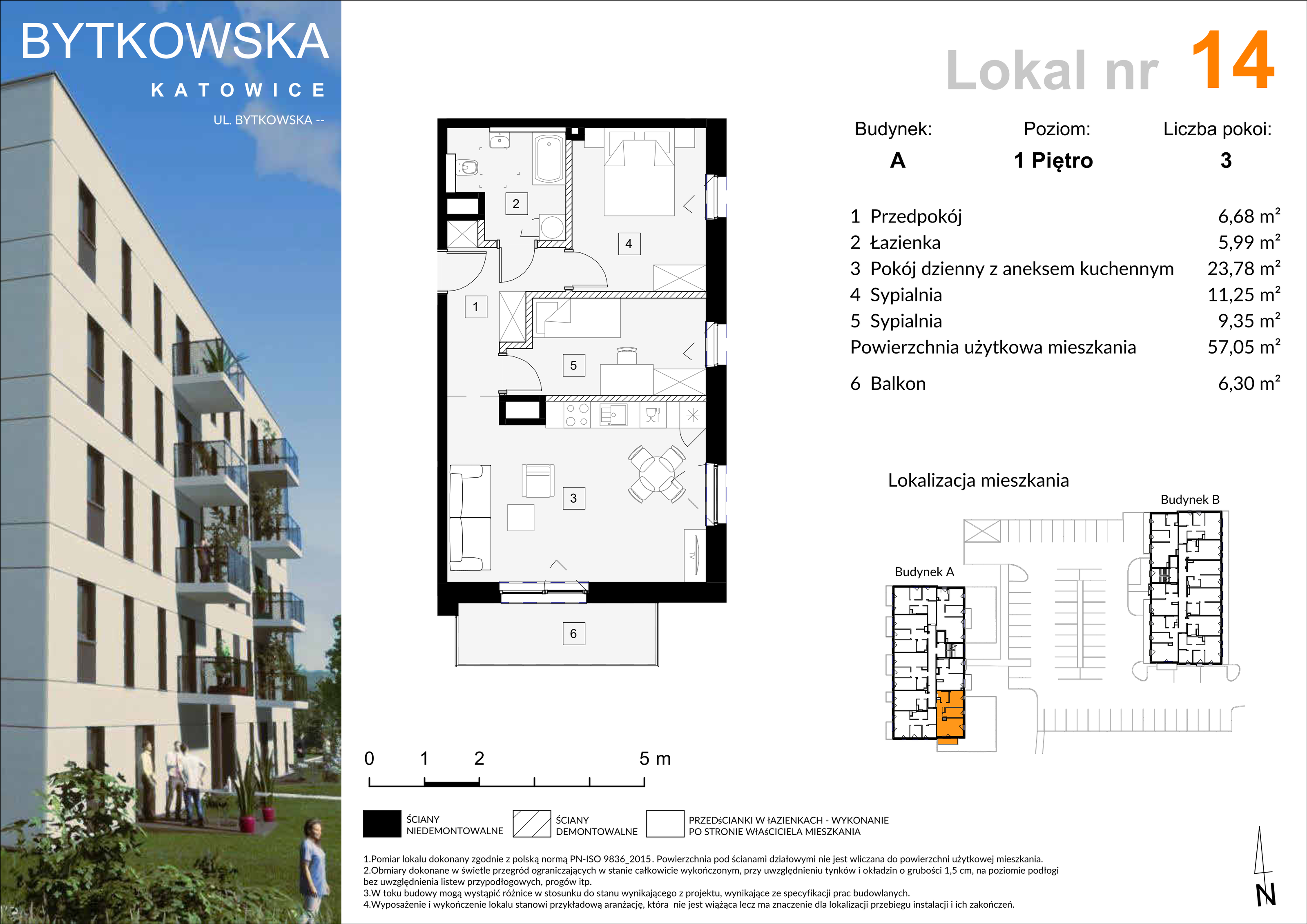 Mieszkanie 56,91 m², piętro 1, oferta nr A_14, Bytkowska, Katowice, Wełnowiec-Józefowiec, ul. Bytkowska-idx