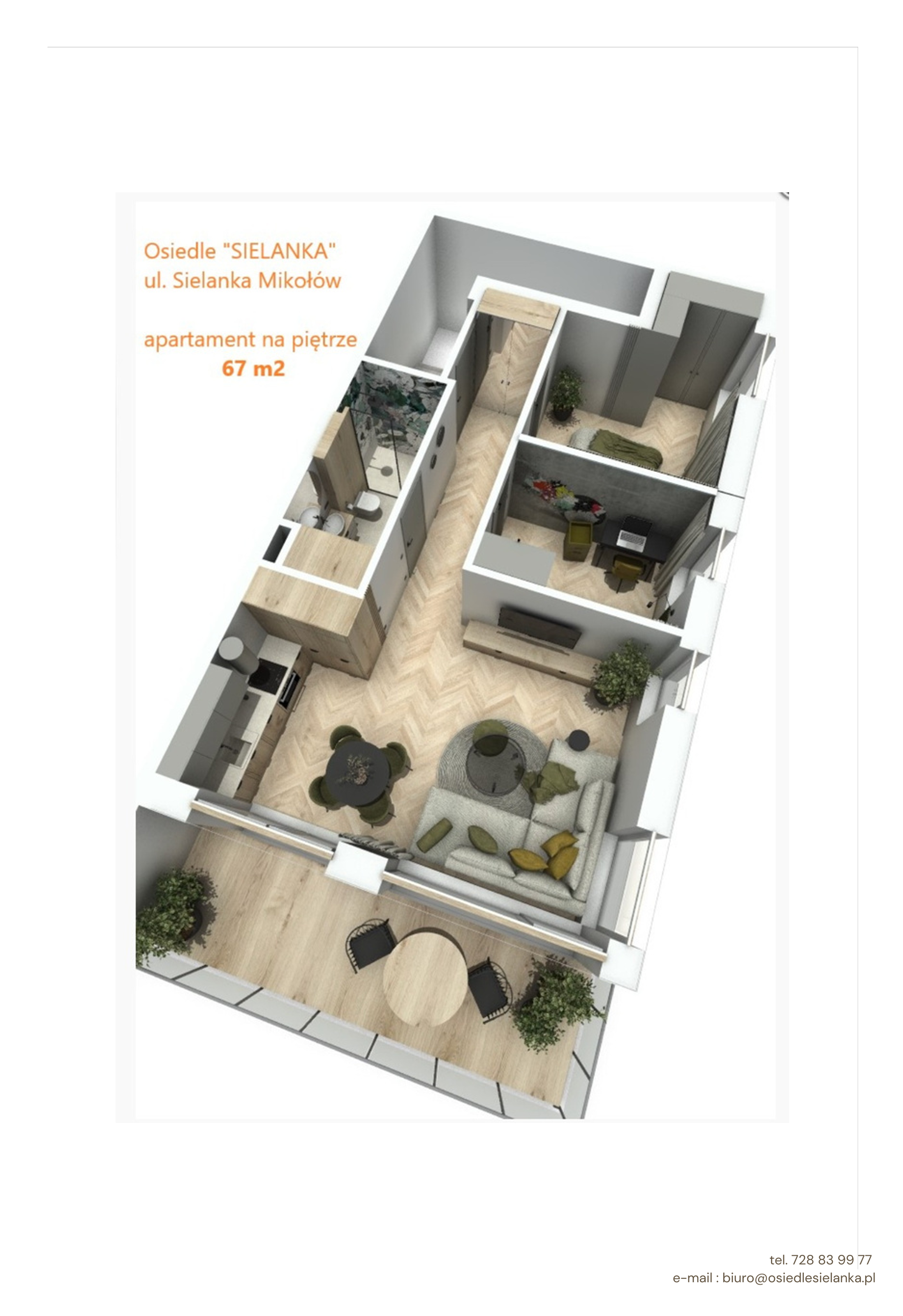 Apartament 67,00 m², piętro 1, oferta nr apartament z balkonem 3 pok., Osiedle Sielanka Mikołów, Mikołów, Reta, ul. Jastrzębia-idx