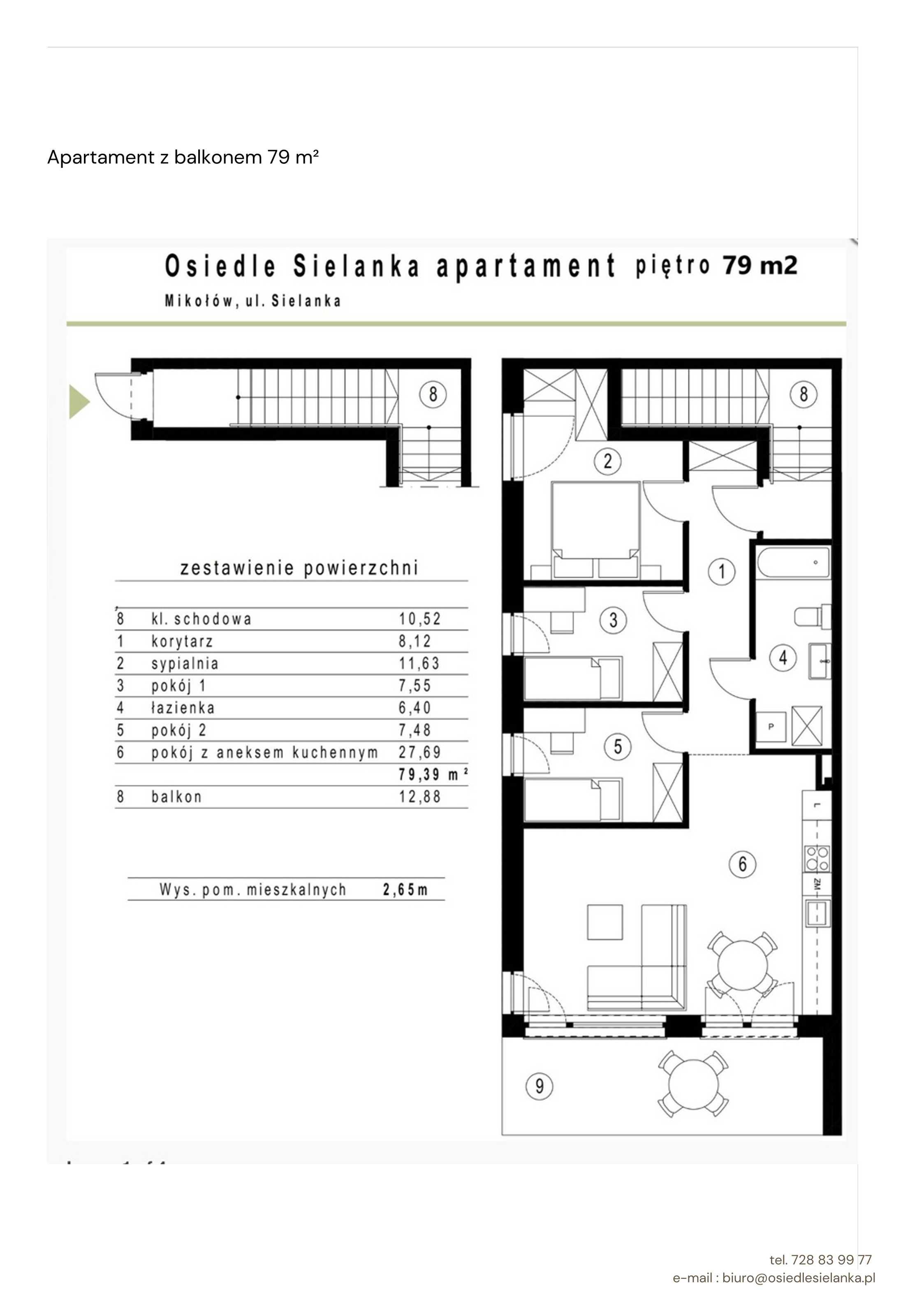 Apartament 67,00 m², piętro 1, oferta nr apartament z balkonem 3 pok., Osiedle Sielanka Mikołów, Mikołów, Reta, ul. Jastrzębia-idx