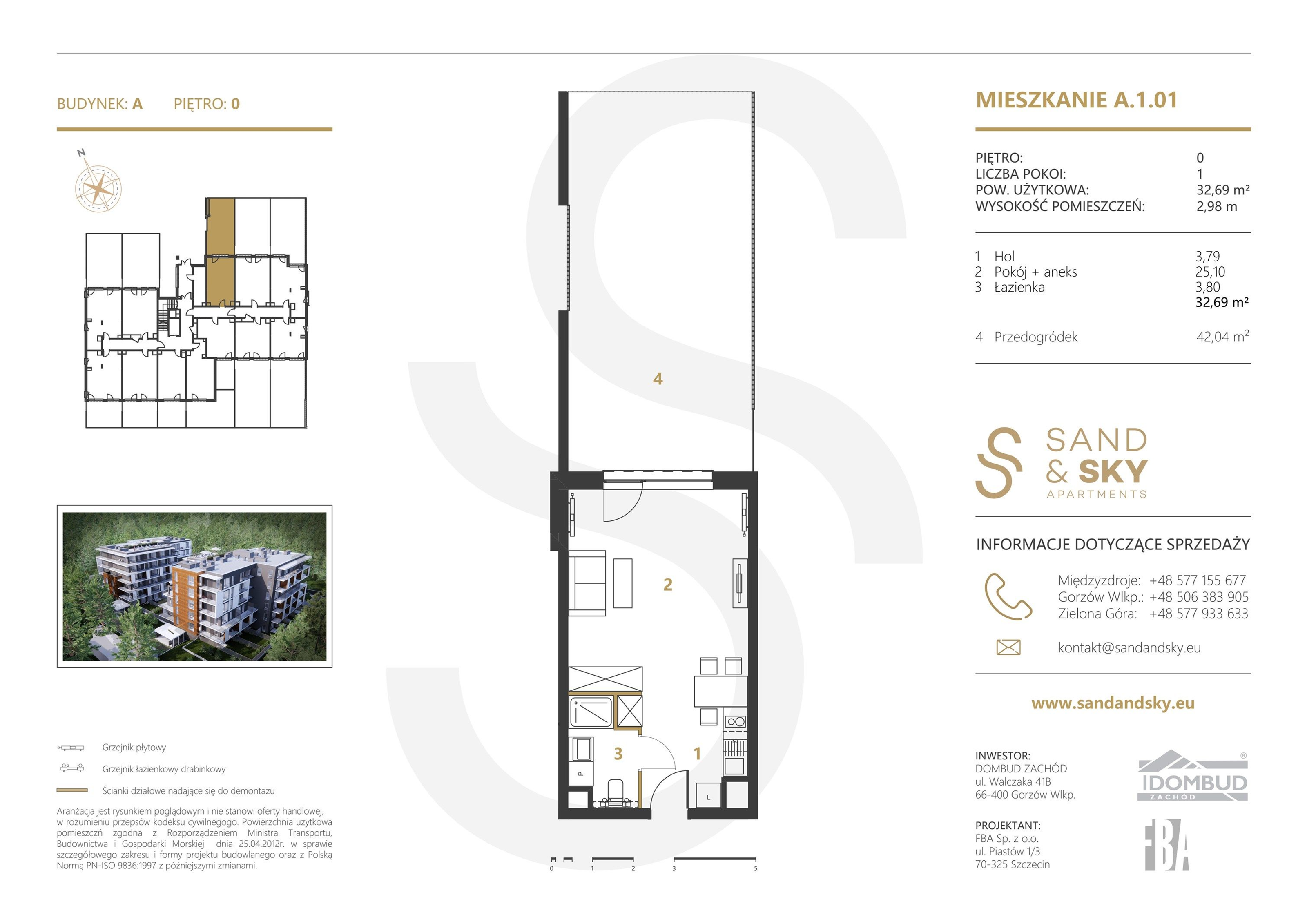 Apartament 32,69 m², parter, oferta nr A/1/01, Sand and Sky Apartments, Międzyzdroje, ul. Gryfa Pomorskiego-idx