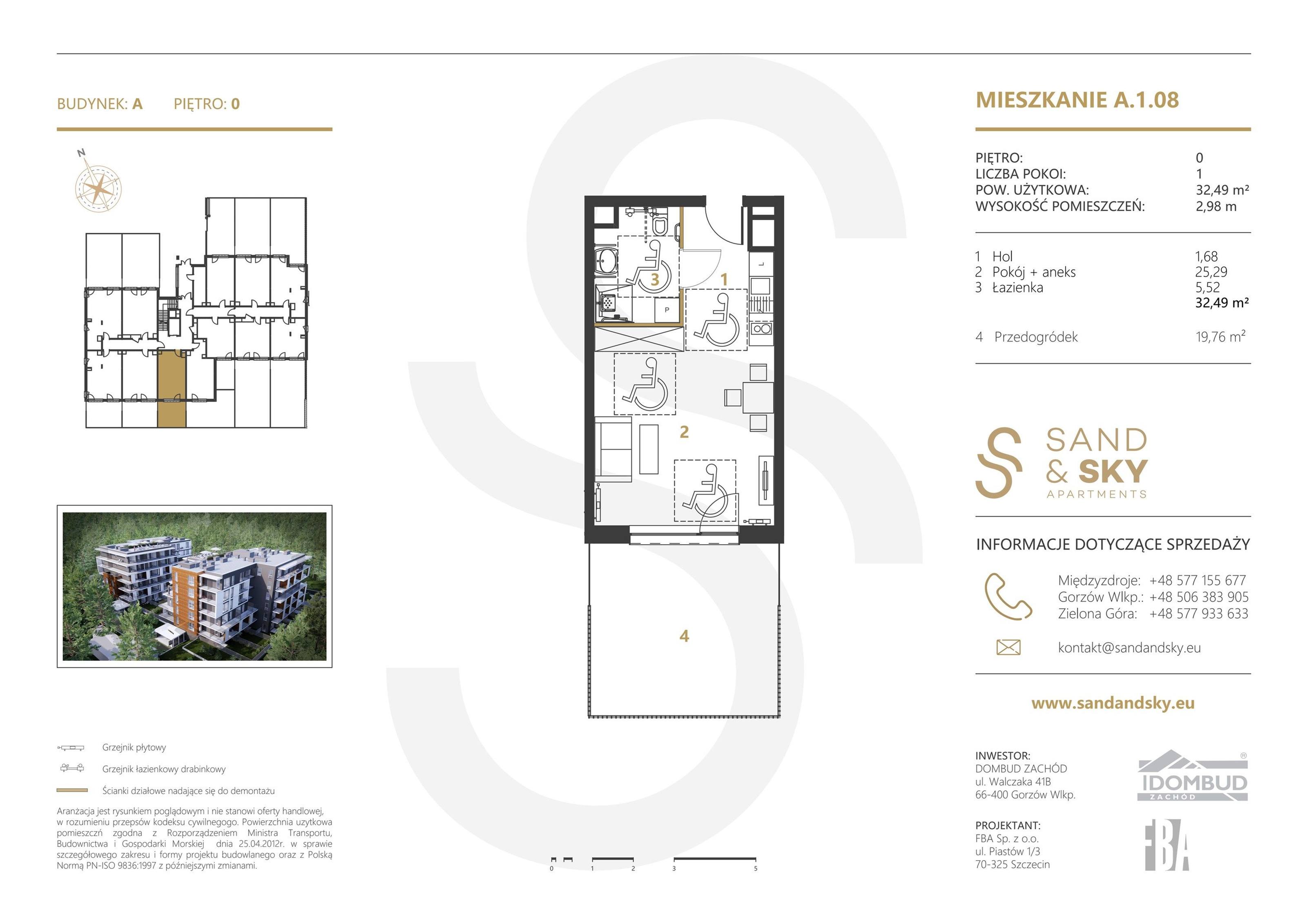 Apartament 32,49 m², parter, oferta nr A/1/08, Sand and Sky Apartments, Międzyzdroje, ul. Gryfa Pomorskiego-idx