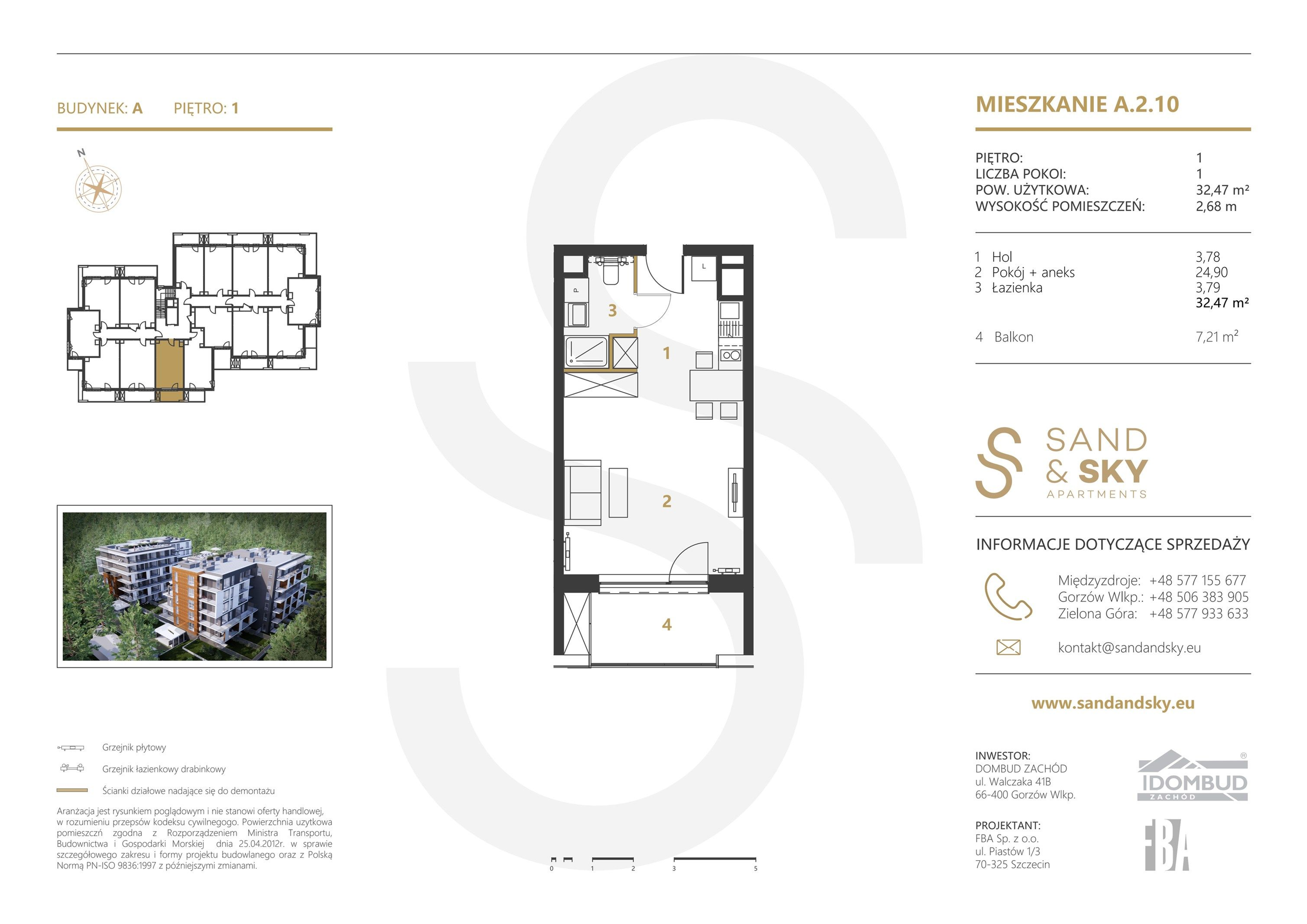 Apartament 32,47 m², piętro 1, oferta nr A/2/10, Sand and Sky Apartments, Międzyzdroje, ul. Gryfa Pomorskiego-idx