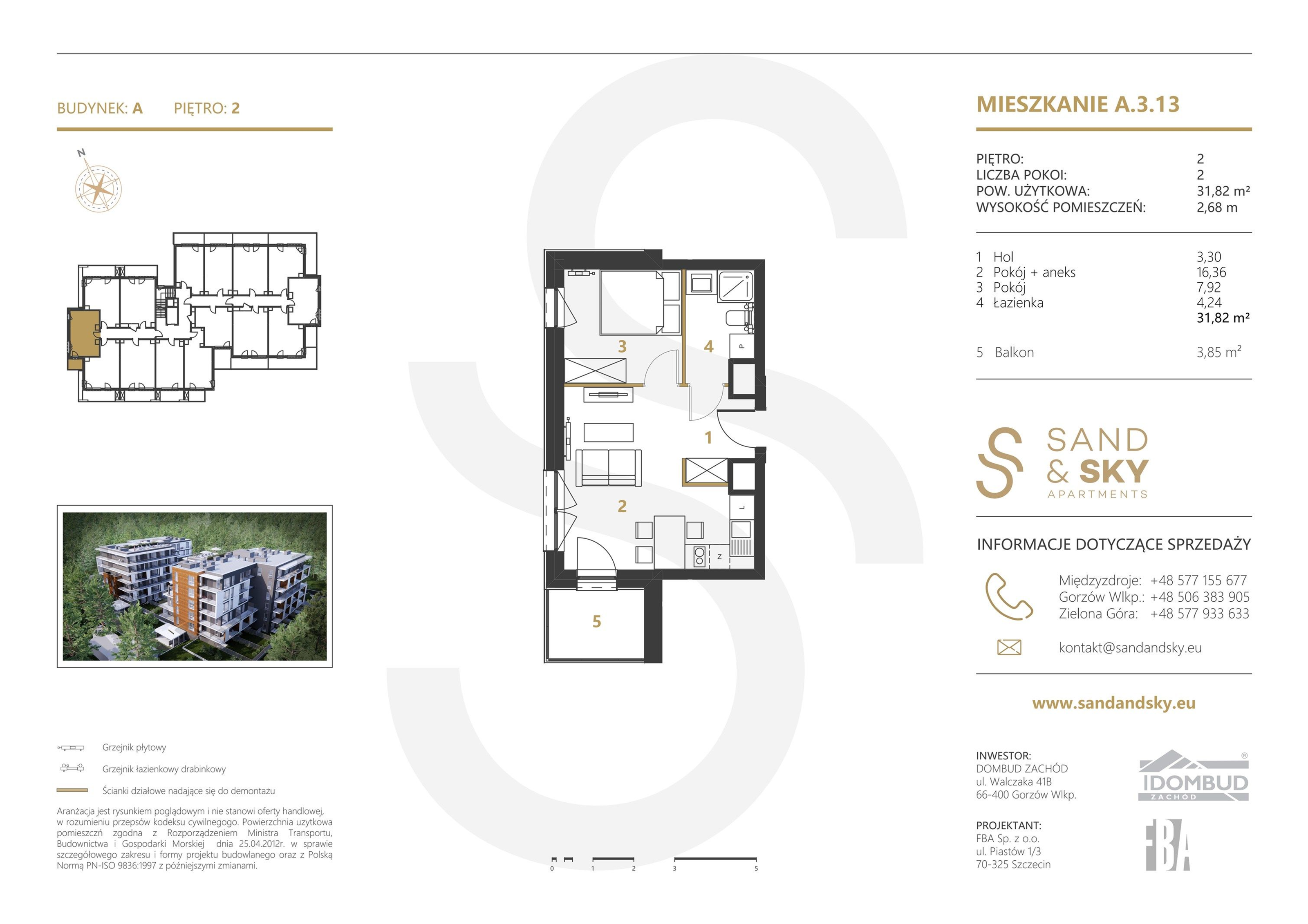 Apartament 31,82 m², piętro 2, oferta nr A/3/13, Sand and Sky Apartments, Międzyzdroje, ul. Gryfa Pomorskiego-idx