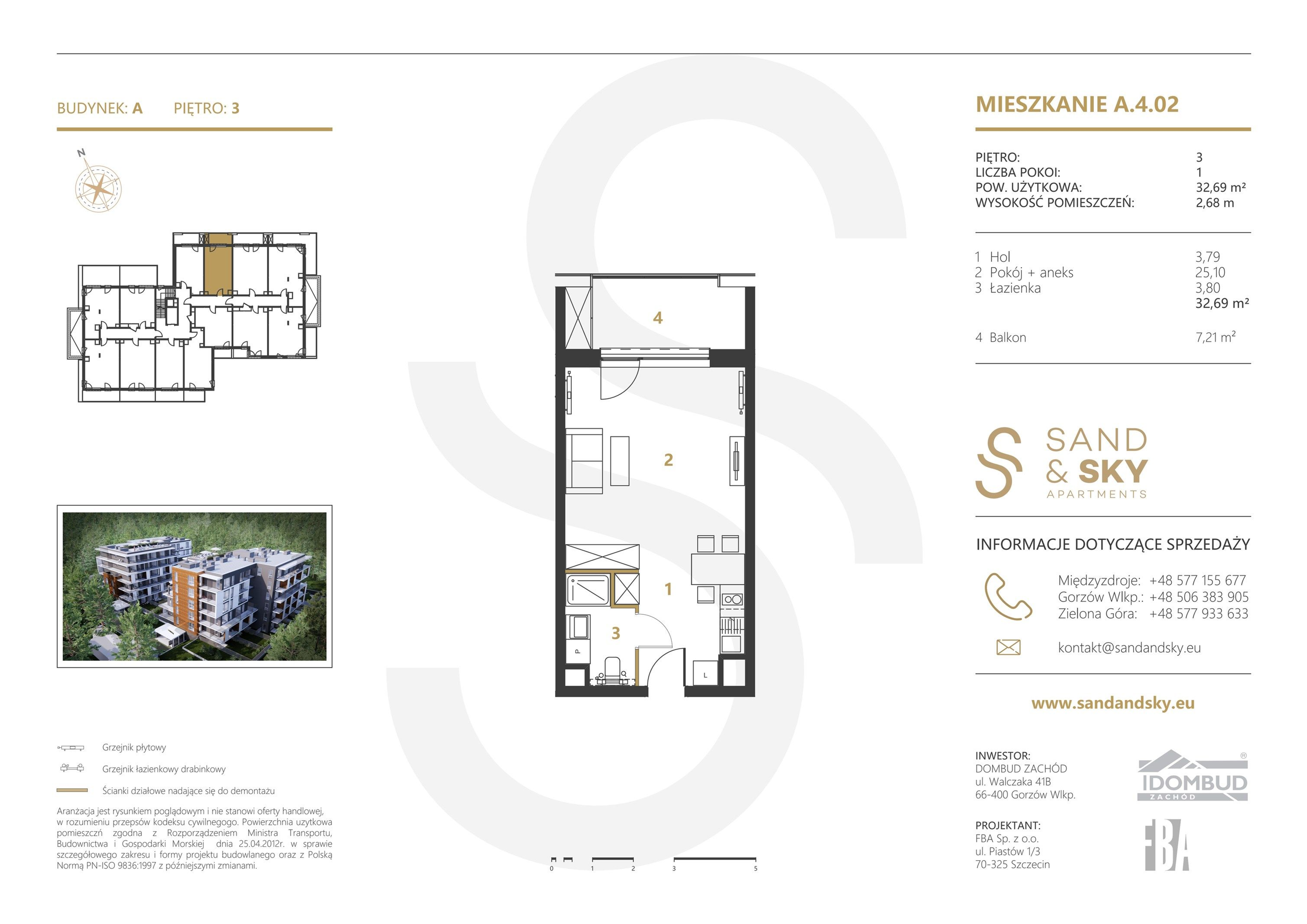 Apartament 32,69 m², piętro 3, oferta nr A/4/02, Sand and Sky Apartments, Międzyzdroje, ul. Gryfa Pomorskiego-idx